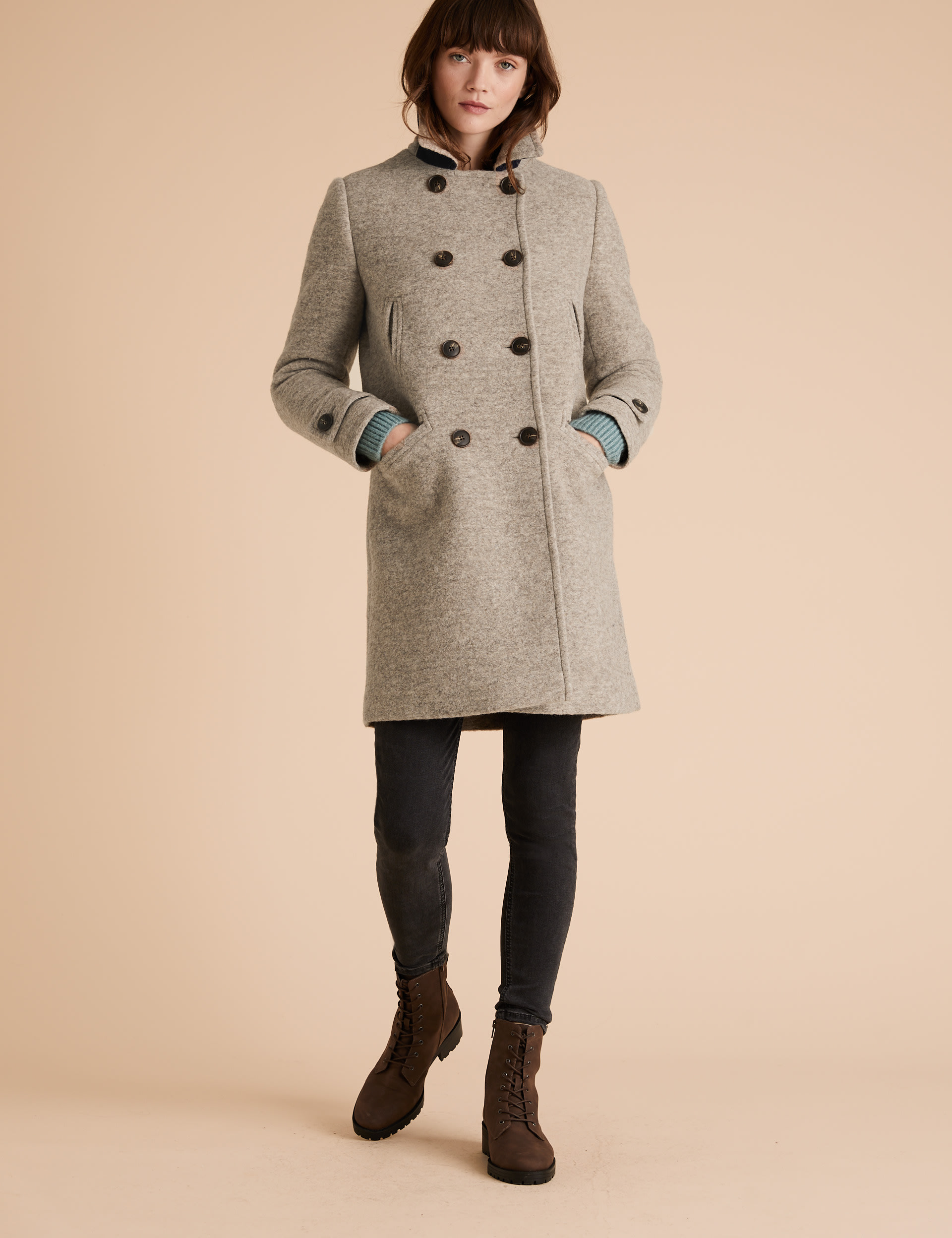 Wool Rich Double Breasted Pea Coat Per Una M S