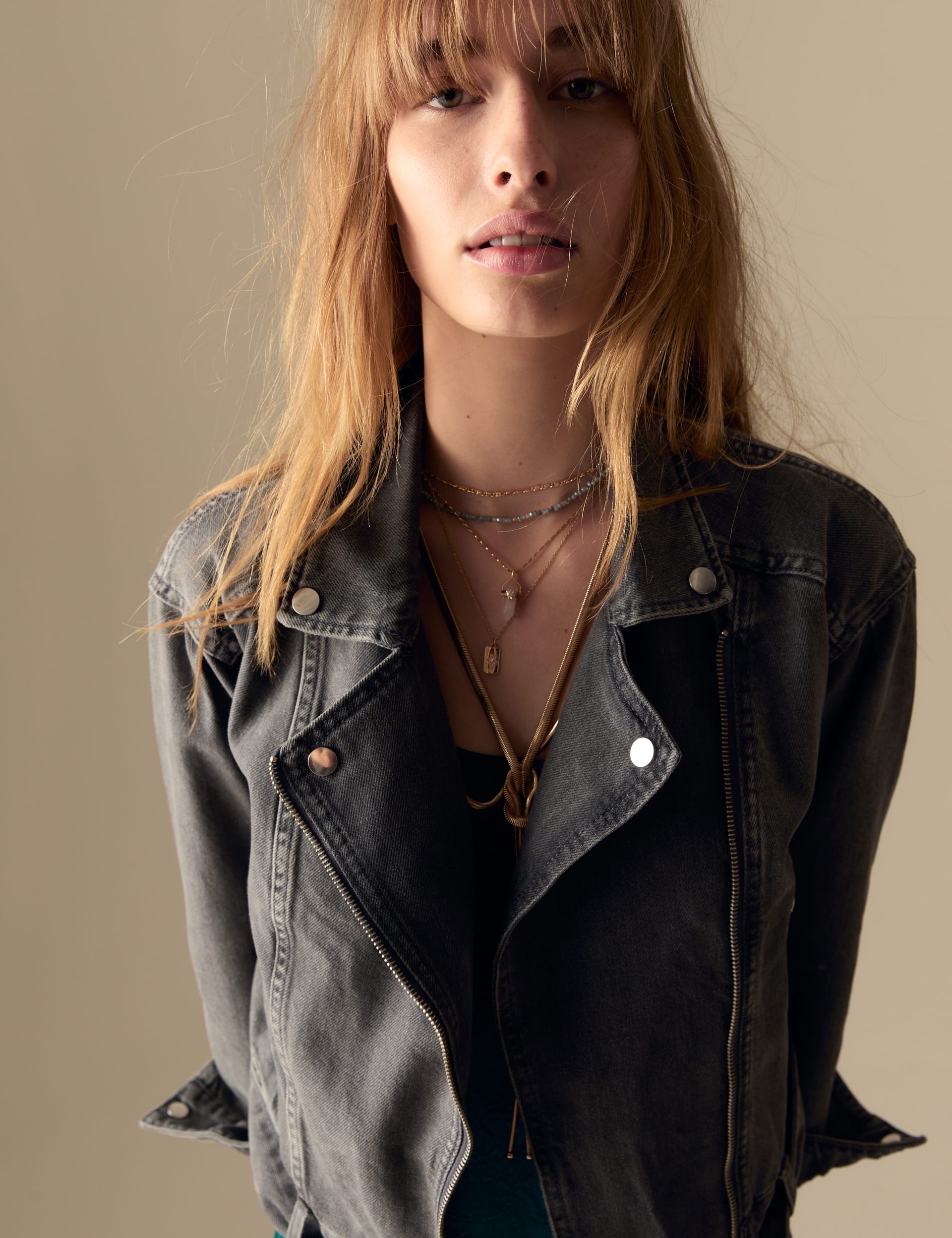 Denim Biker Jacket Per Una M S