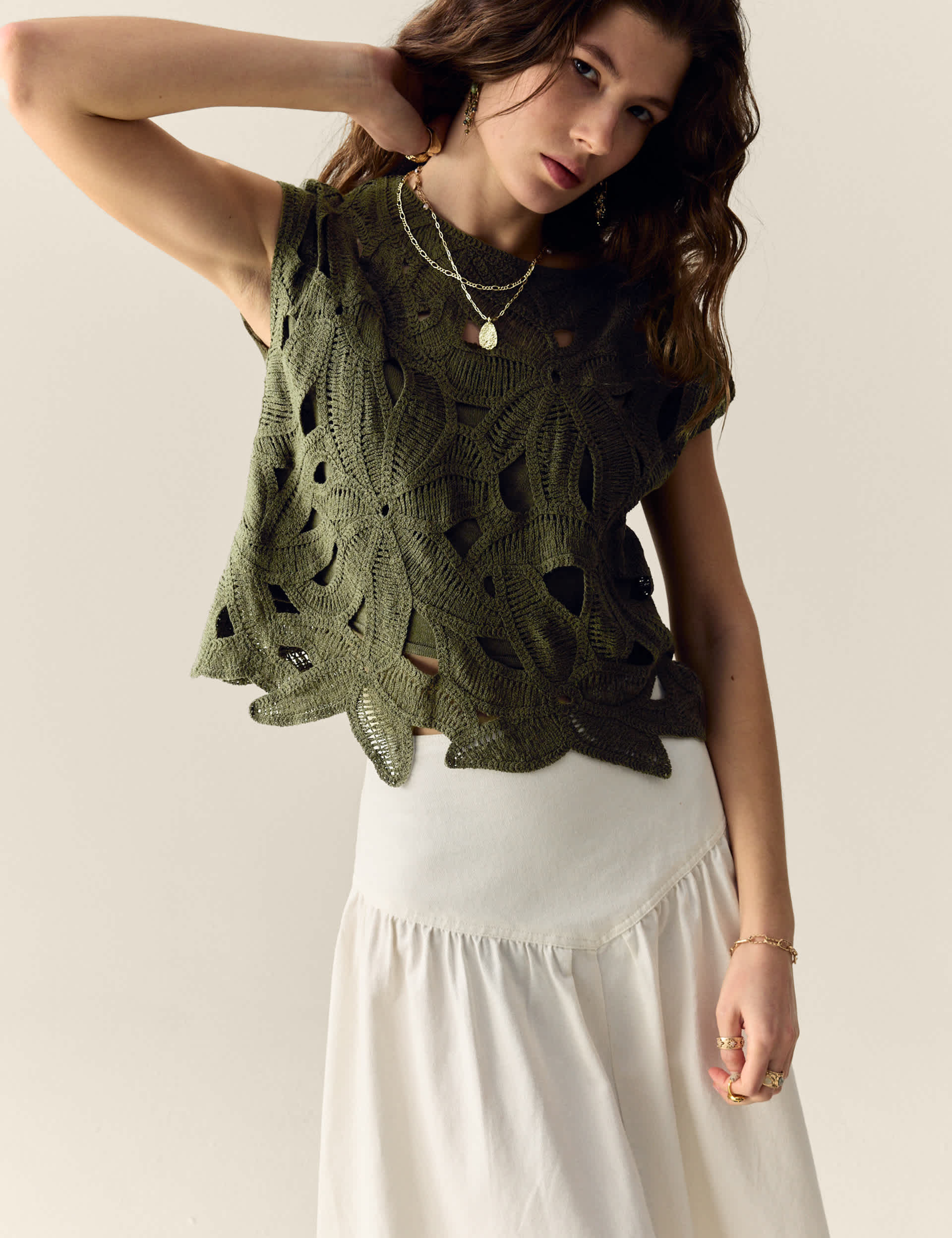 Pointelle Floral Top