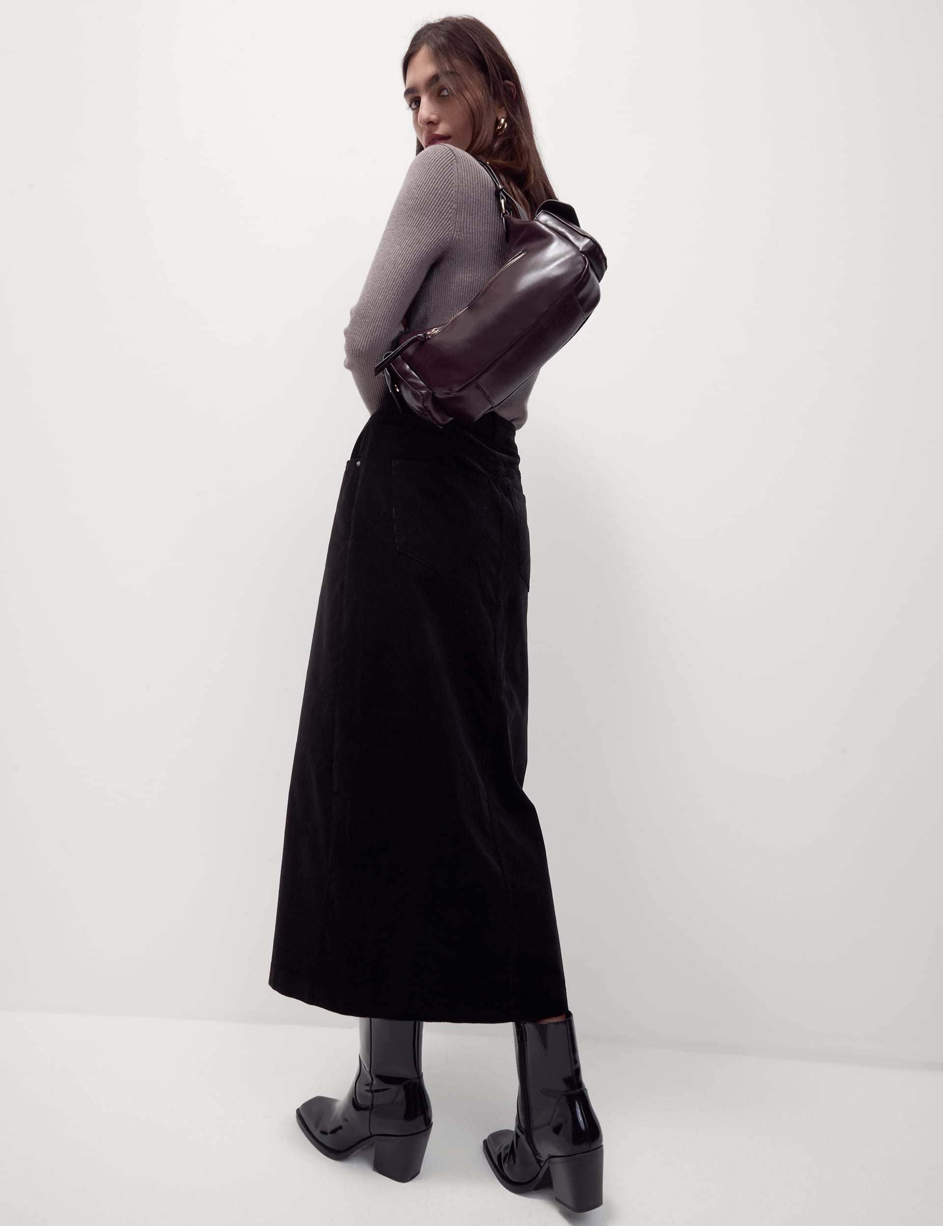 Corduroy Midi Skirt M S Collection M S