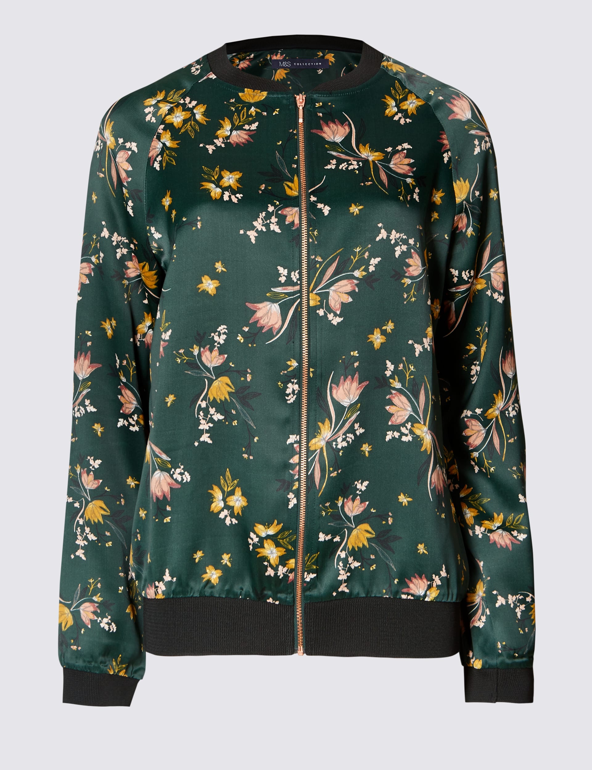 Floral Print Bomber Jacket M S Collection M S