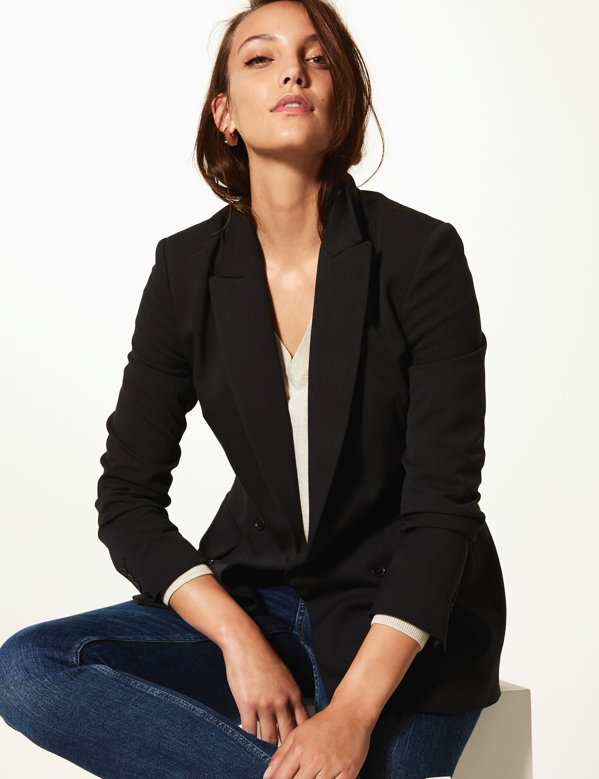 Longline Double Breasted Blazer M S Collection M S