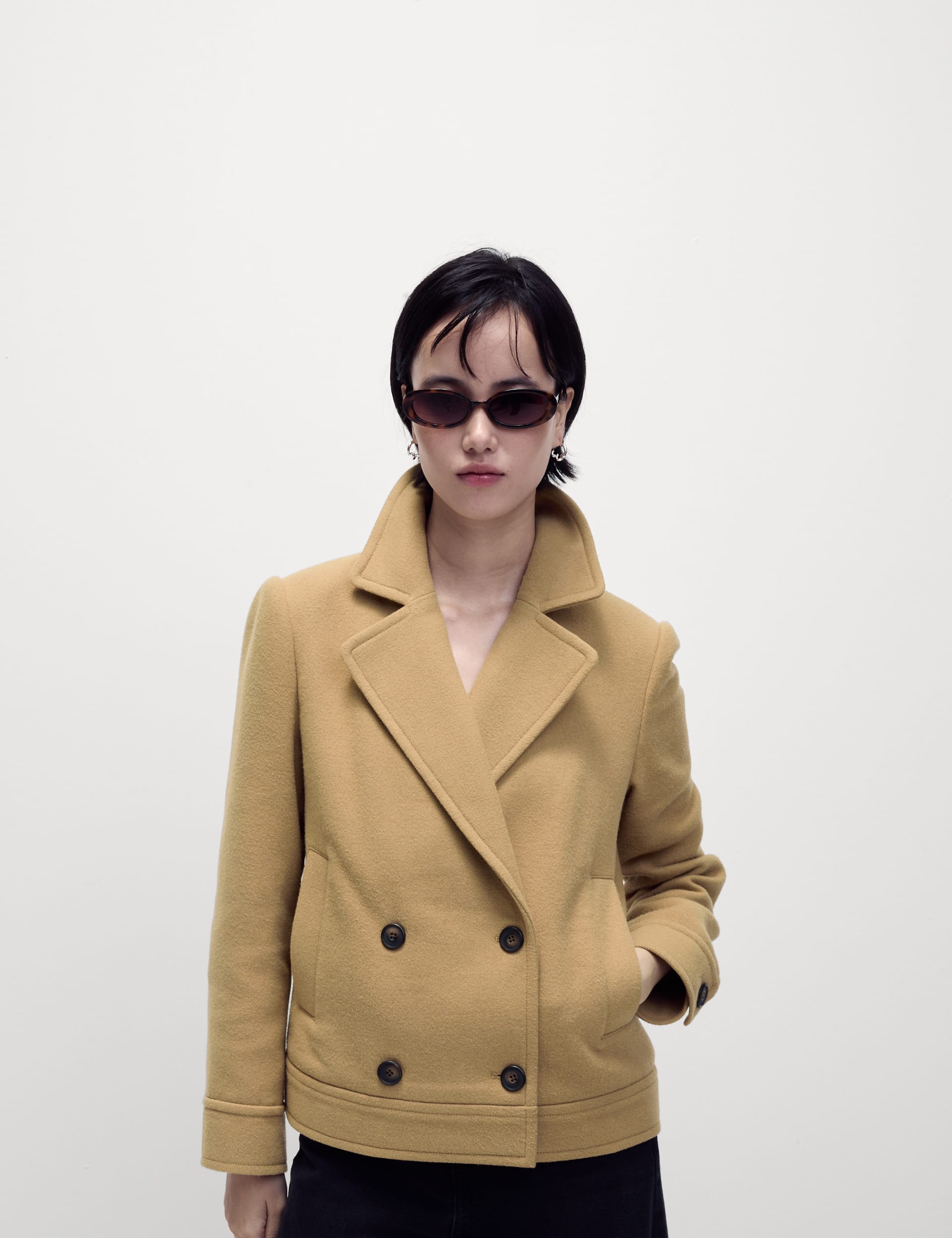 Double breasted skirted peacoat sales