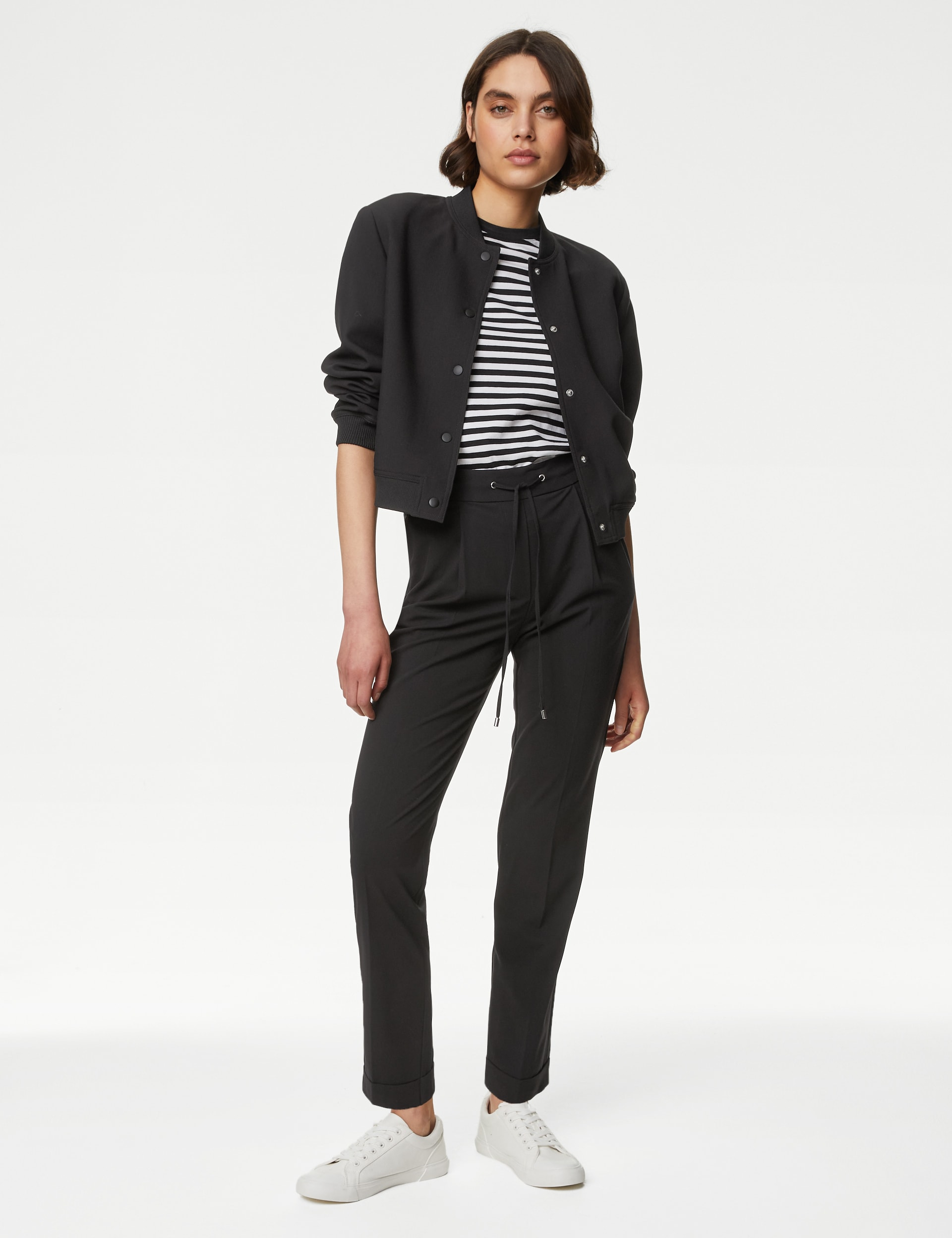 Drawstring Tapered Ankle Grazer Trousers | M&S Collection | M&S