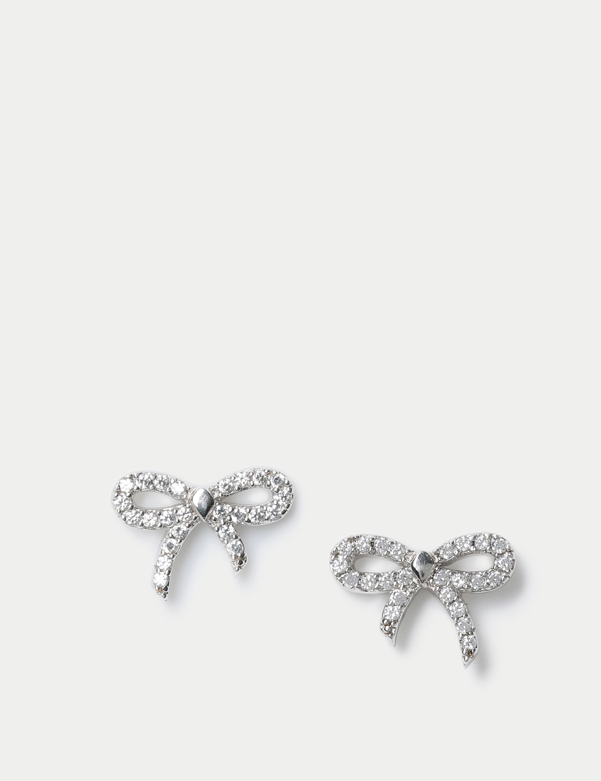 Orecchini A Fiocco RIZILIA Con Zirconi Cubici - Placcati Oro Bianco 18k, Ipoallergenici, Leggeri (6g) - Disponibili Più Colori, Regalo Elegante Per Donna