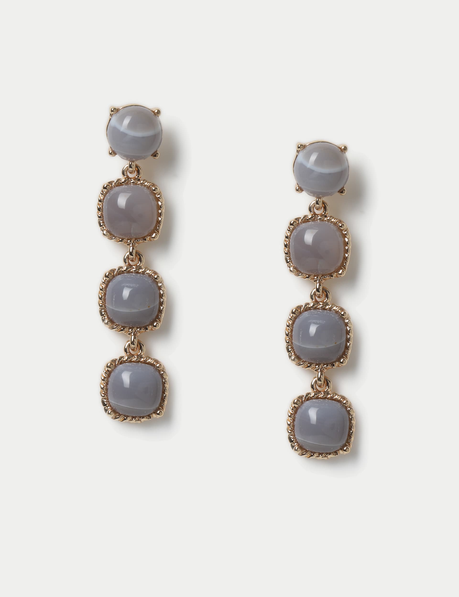 Grey Agate Natural Stone Drop Earrings