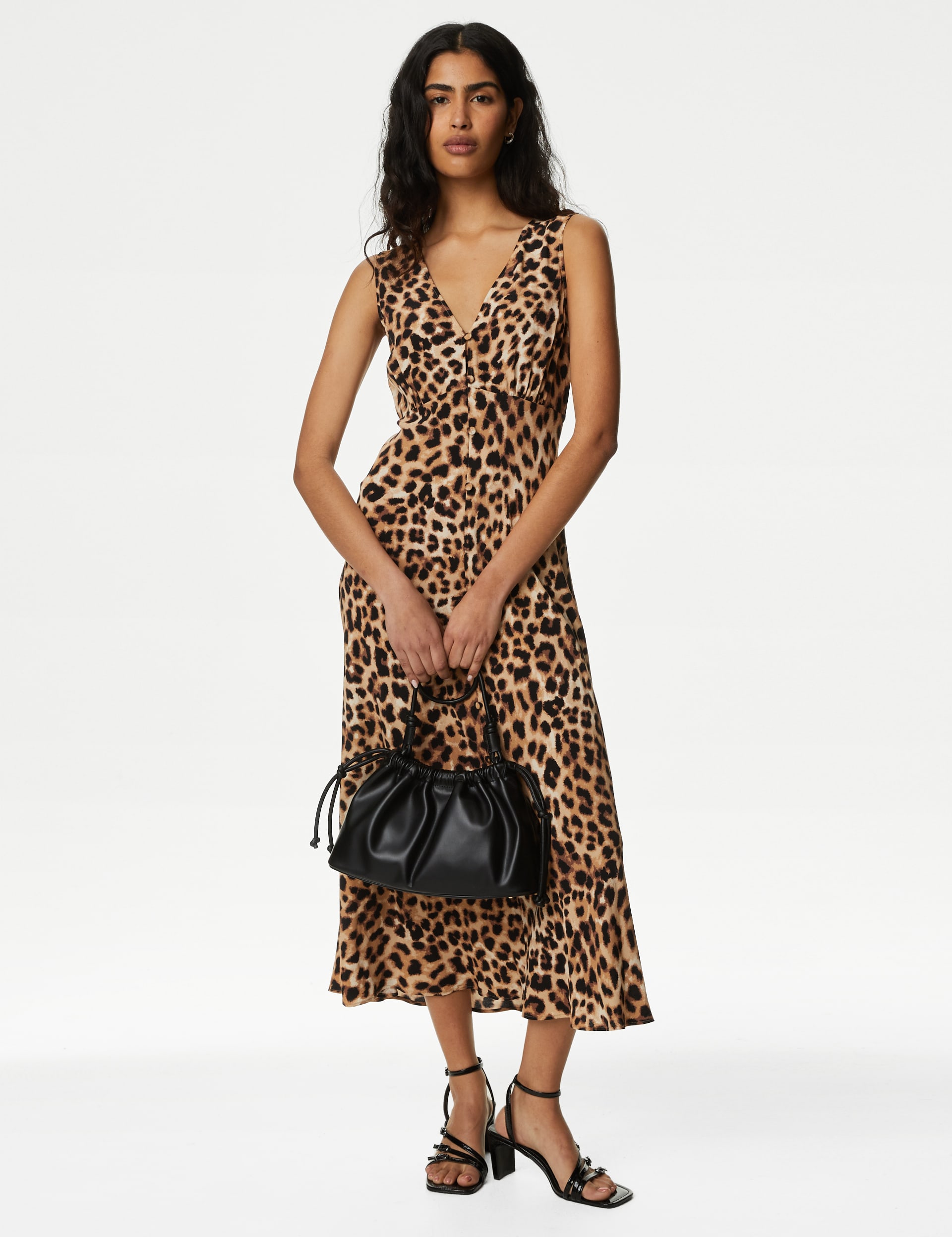 Printed V-Neck Button Front Midaxi Tea Dress | M&S Collection | M&S 