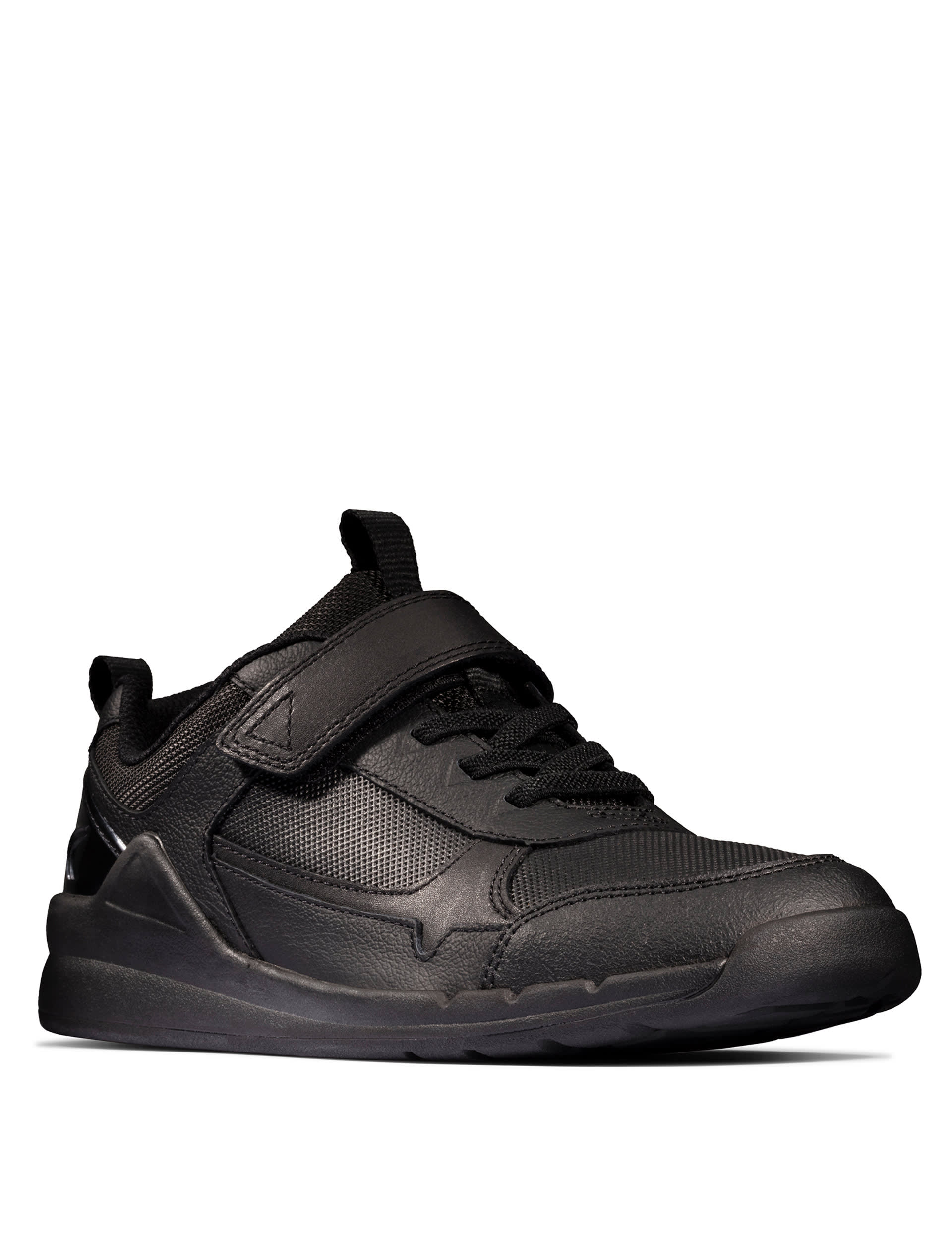 Black leather trainers size 3 sales