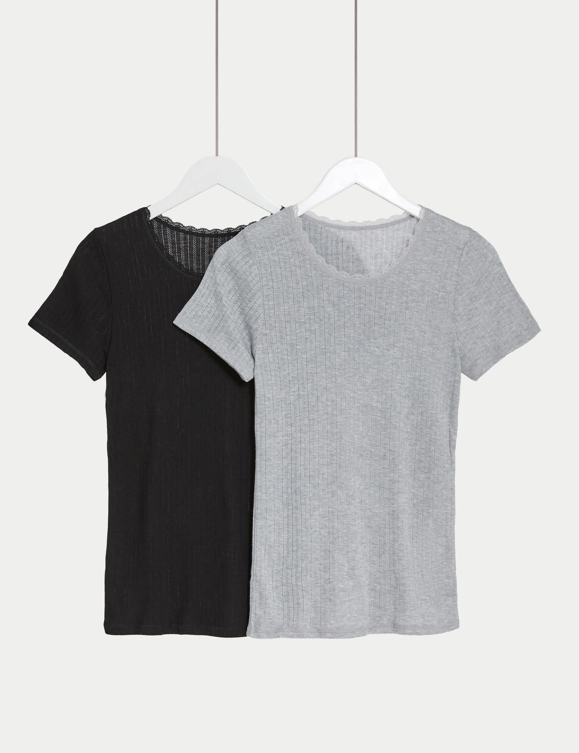 2pk Thermal Short Sleeve Pointelle Tops M S Collection M S