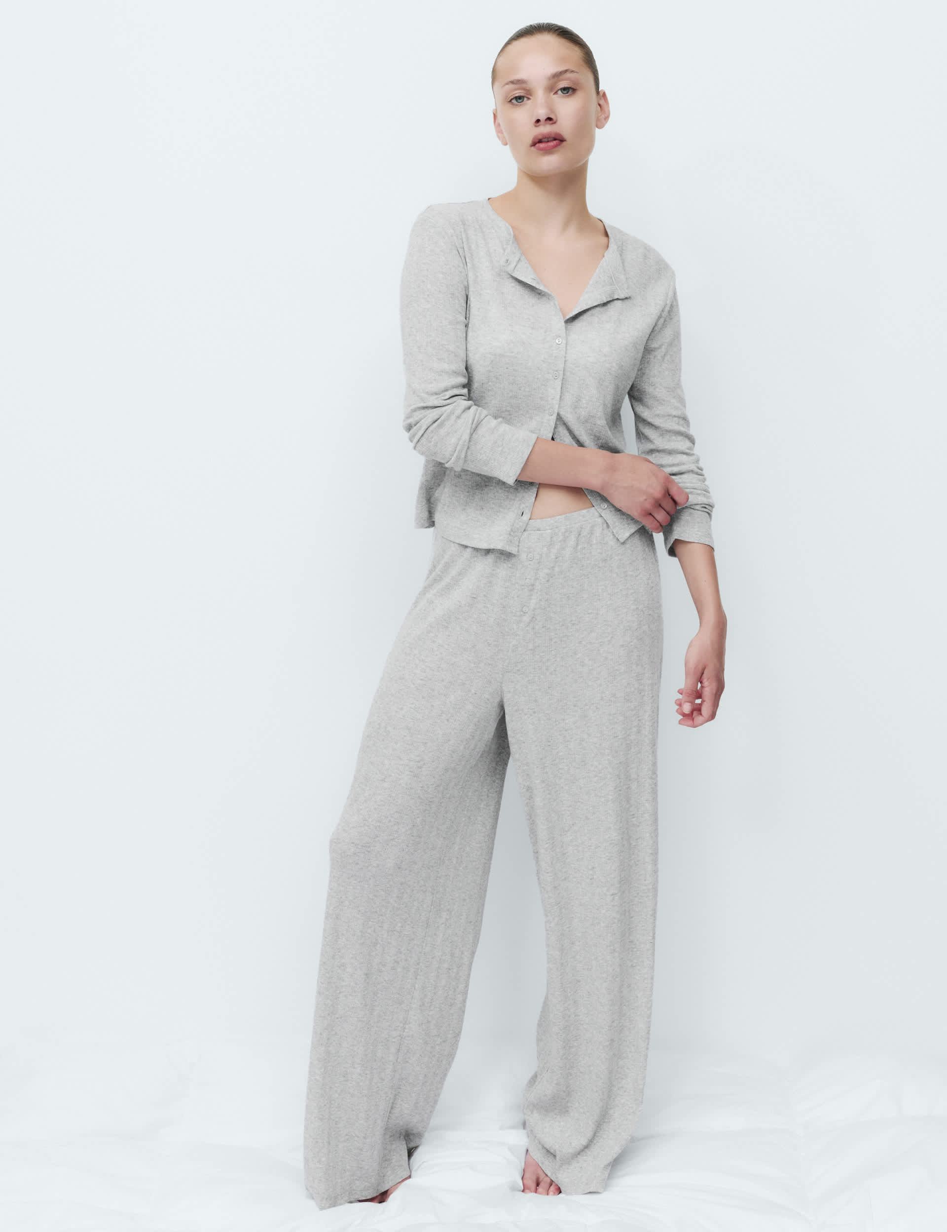 Pointelle Wide Leg Lounge Bottoms