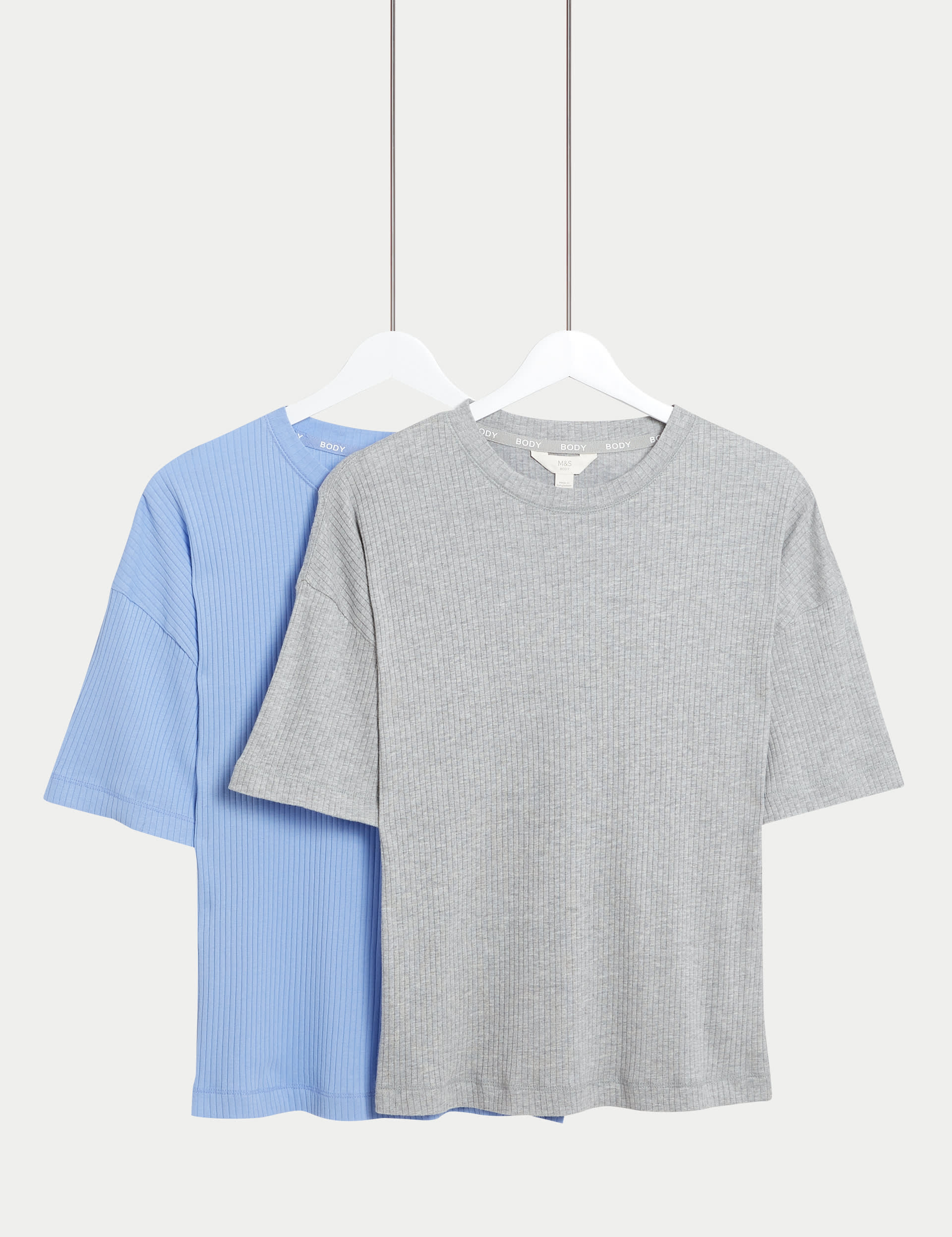 2pk Cool Comfort Ribbed Pyjama Tops Body by M S M S
