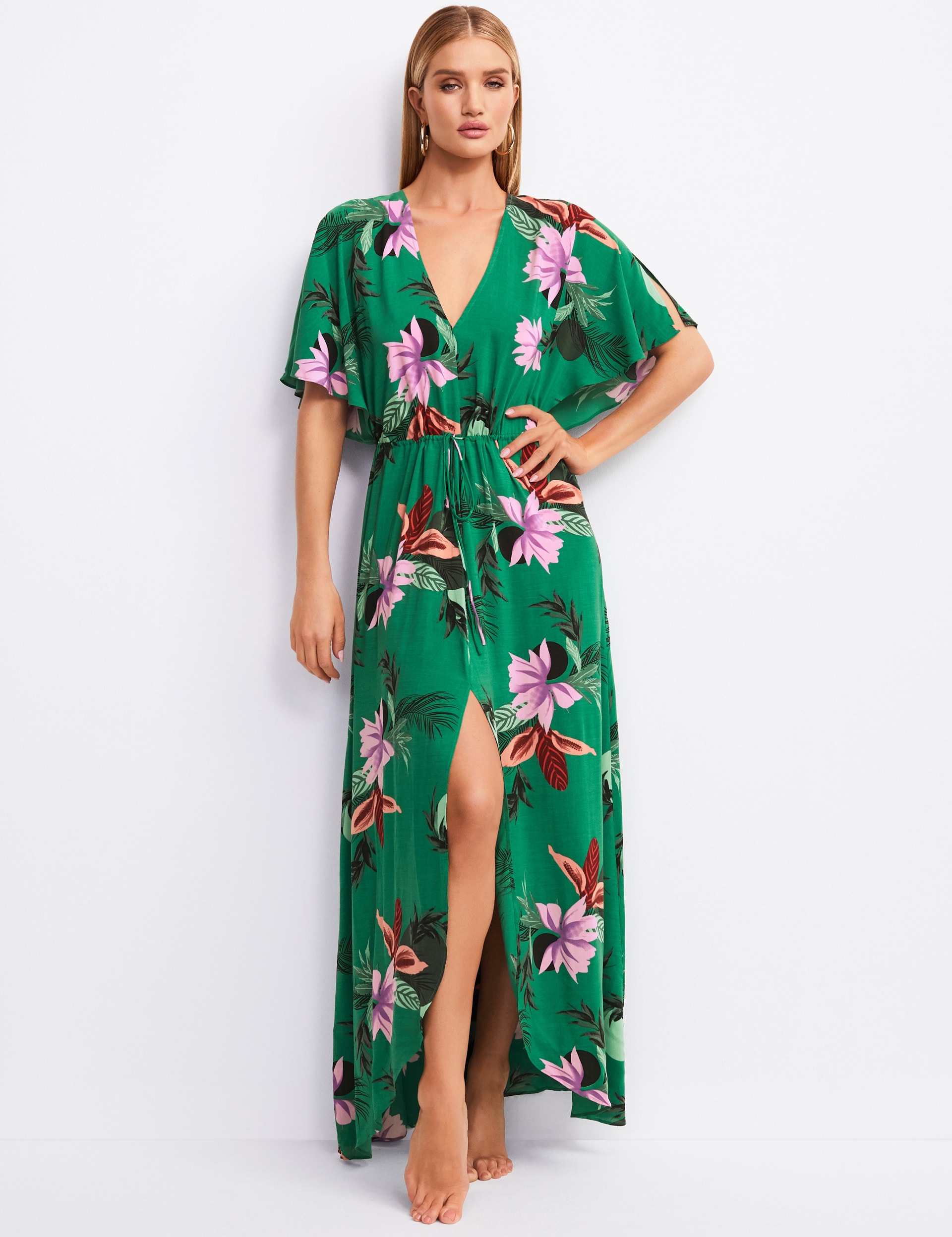 Floral Print Plunge Swing Beach Dress Rosie M S