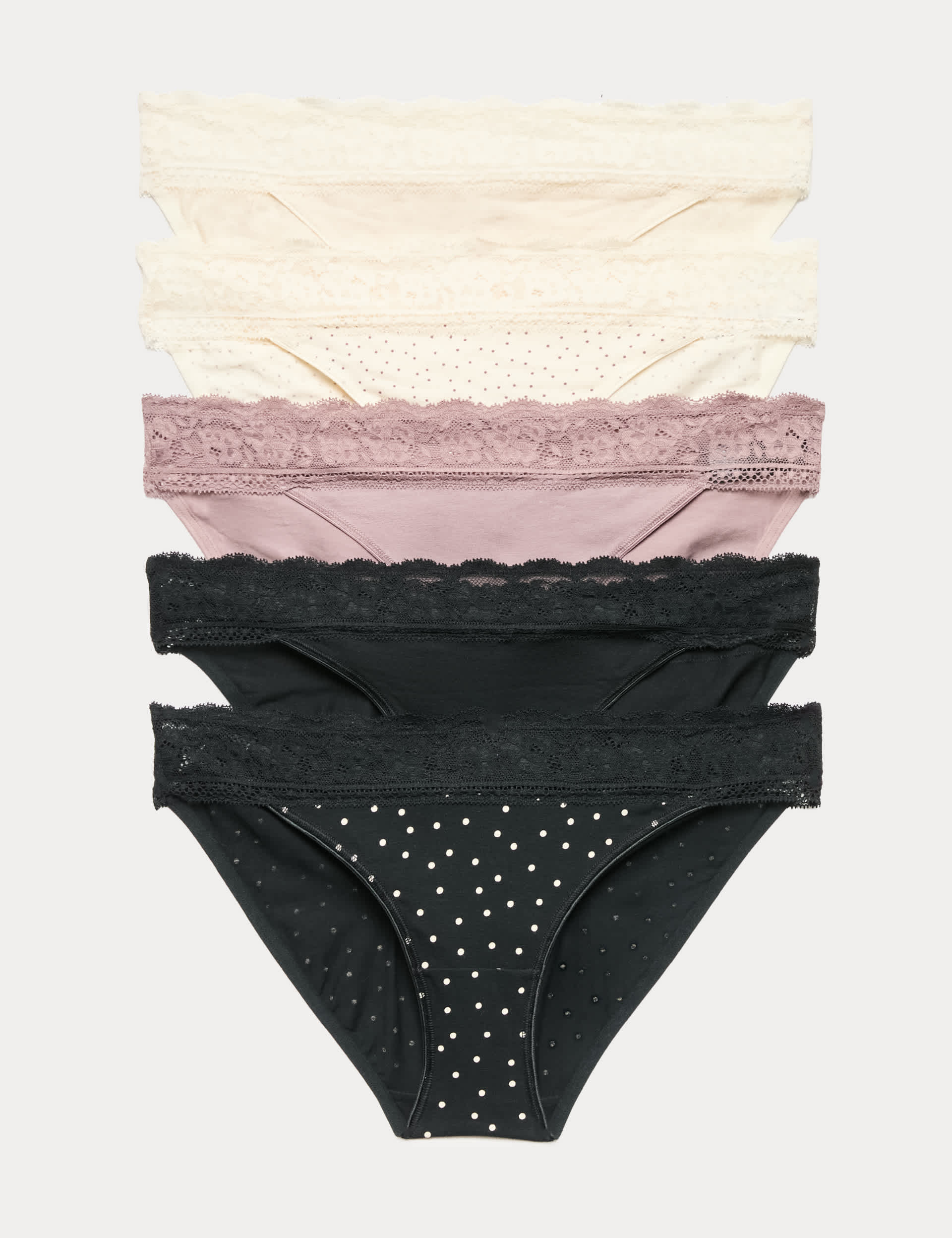 5pk Cotton Blend Printed Bikini Knickers