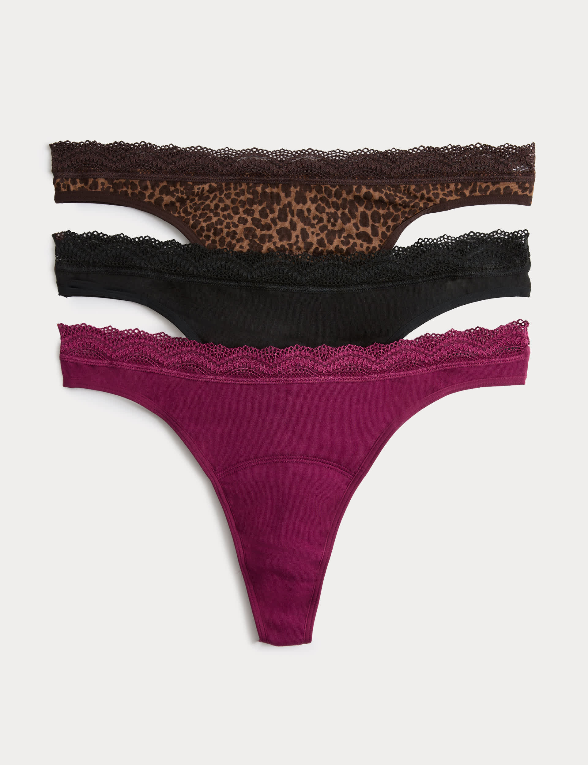 3 Pack LightAbsorbency Period Thongs