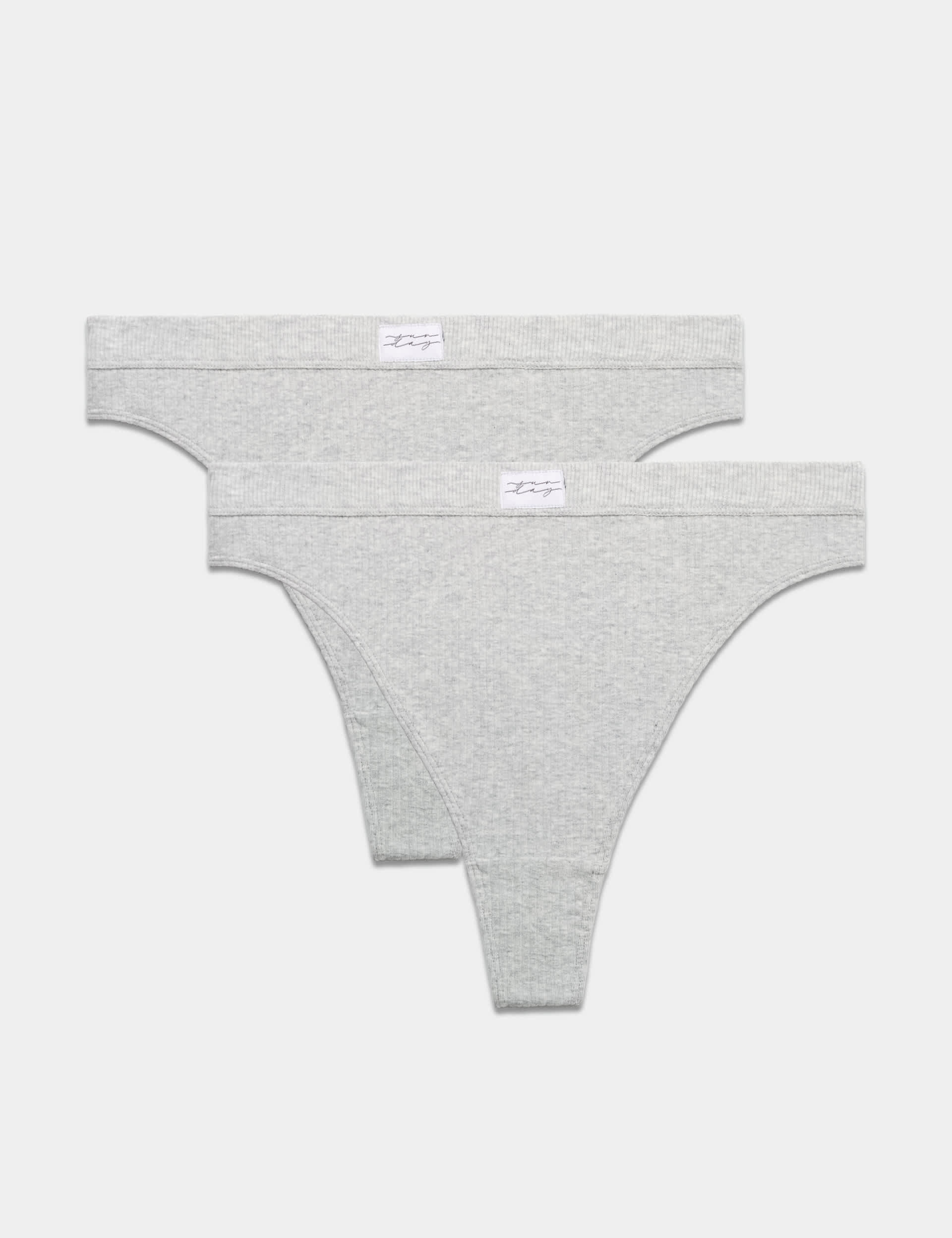 2 Pack Asta Rib High Waisted Thongs