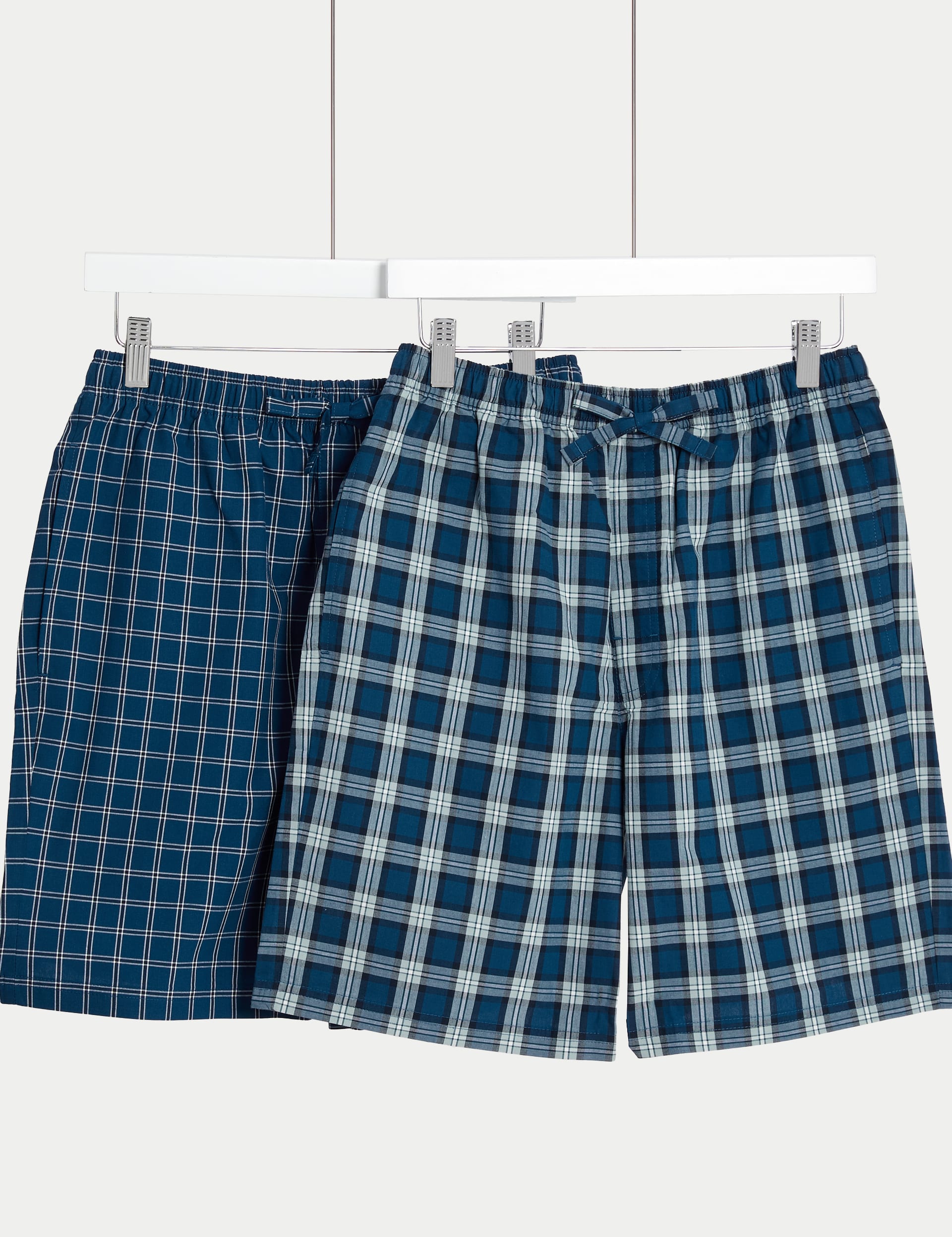 2pk Pure Cotton Checked Pyjama Shorts M S Collection M S