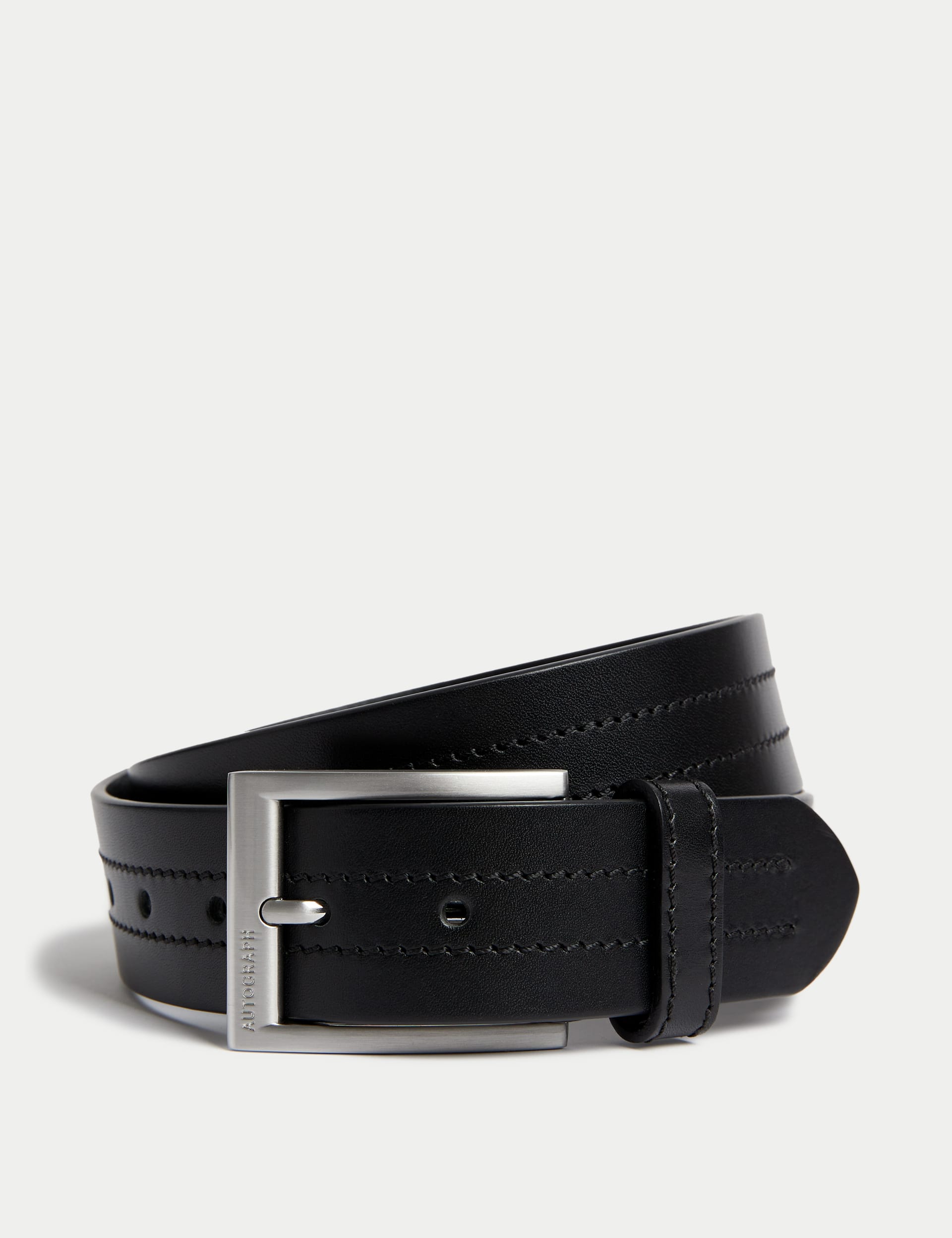 Italian Leather Rectangular Buckle Belt Autograph M S