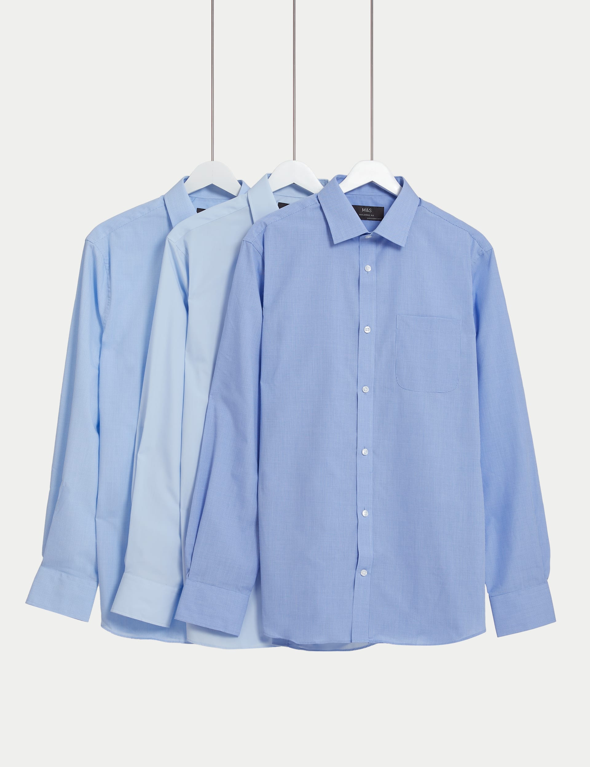 3pk Tailored Fit Easy Iron Long Sleeve Shirts M S Collection M S