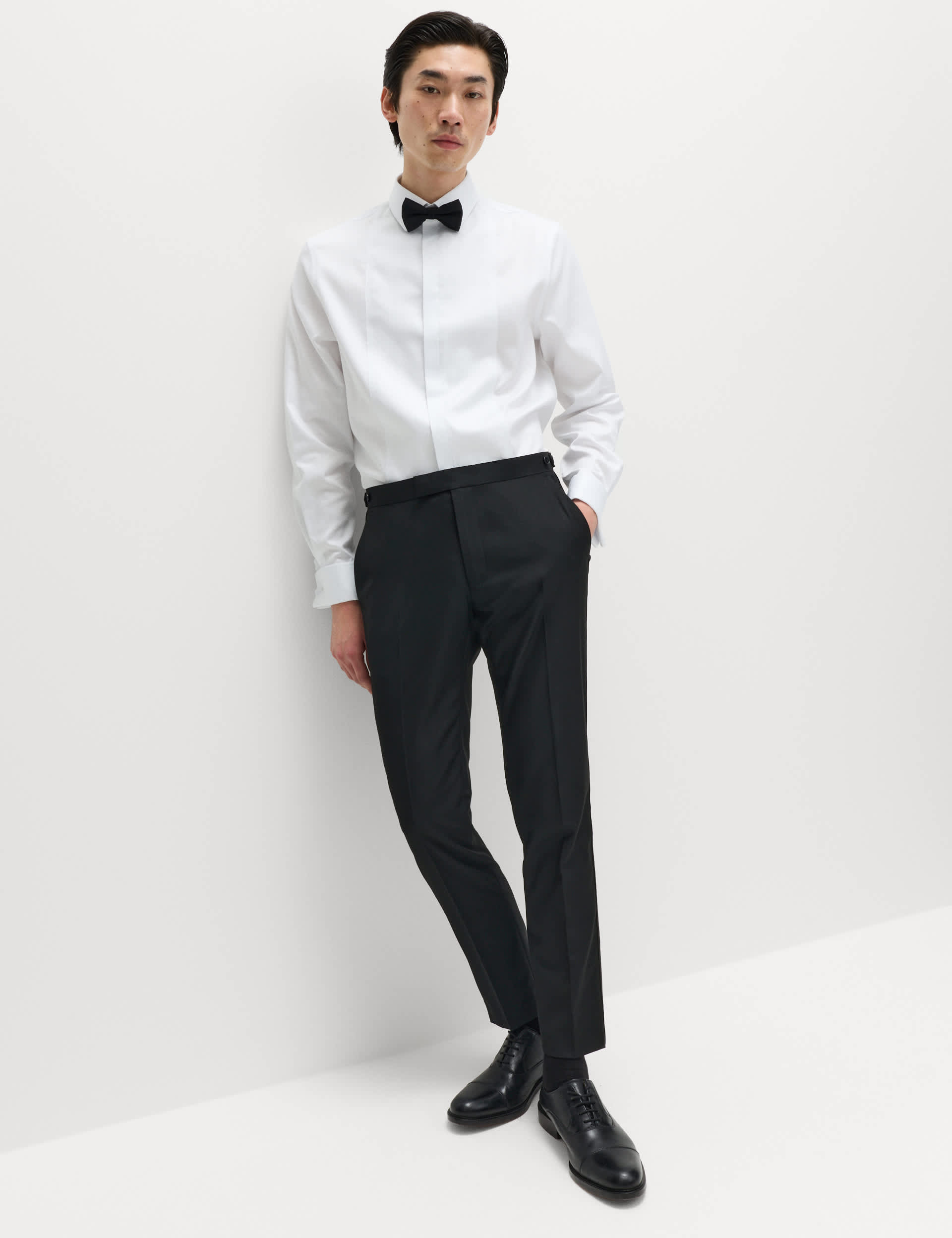 Regular Fit Cotton Dress Shirt with Bow Tie