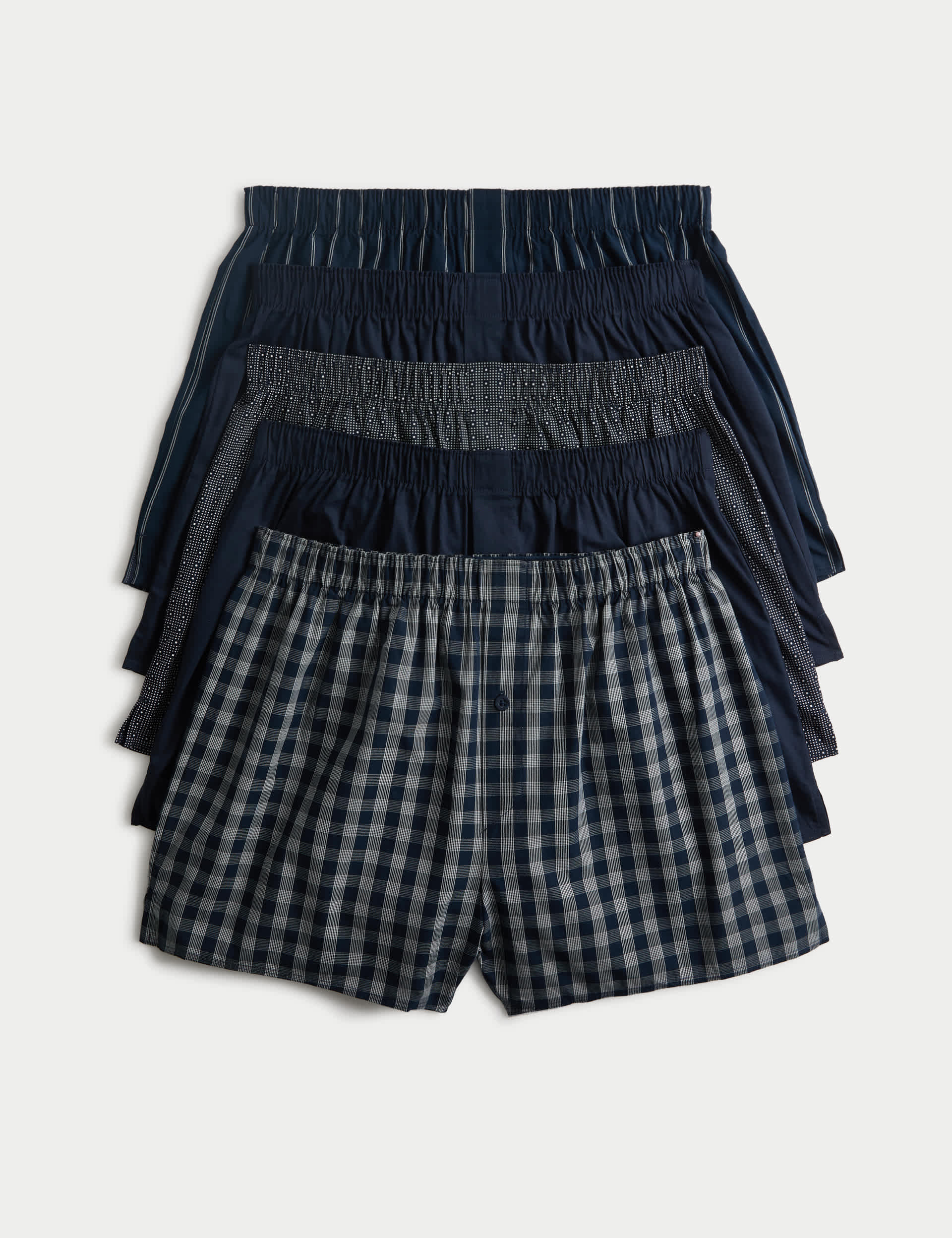 5 Pack Pure Cotton Assorted Woven Boxers