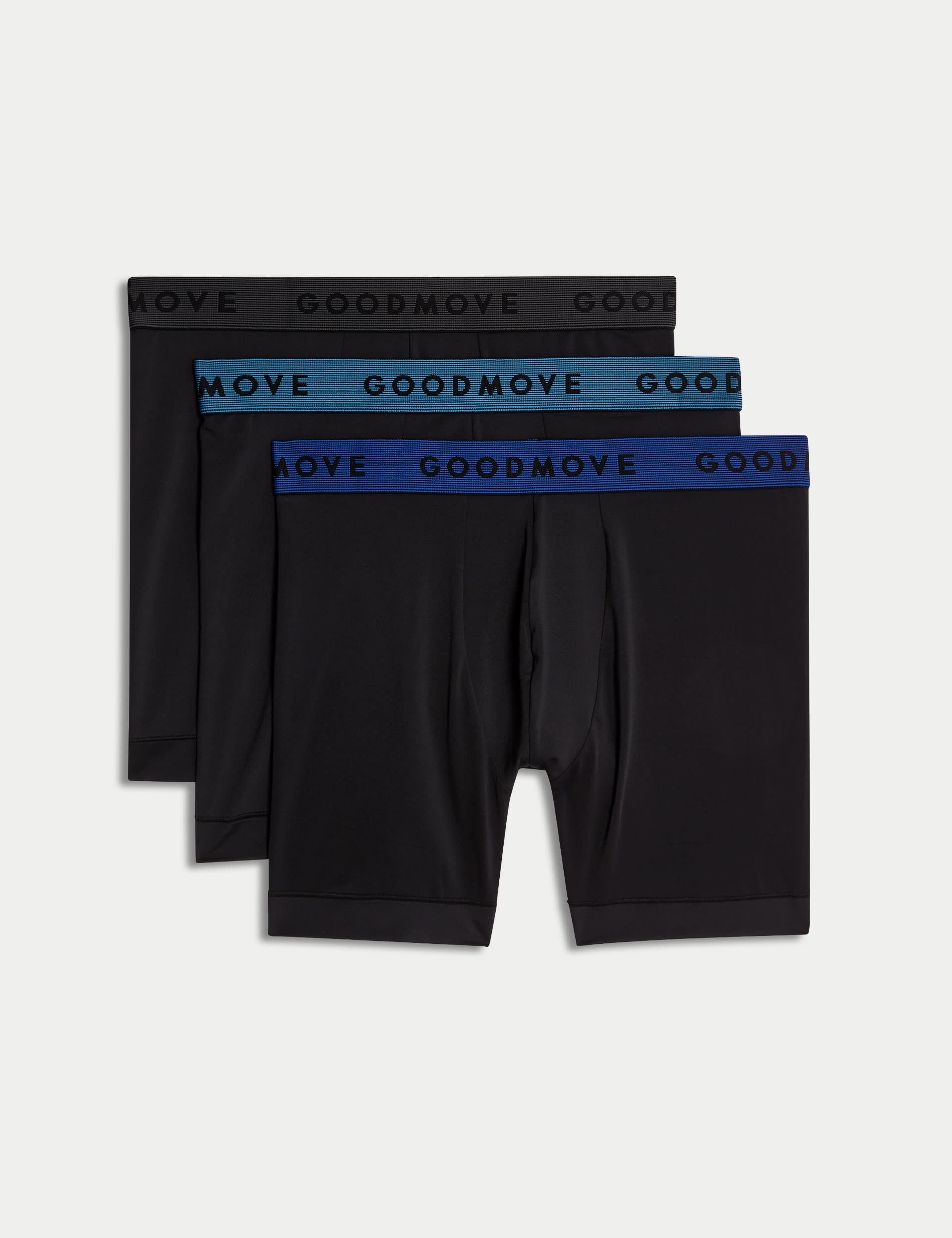 3pk Longer Length Sports Trunks Goodmove M S