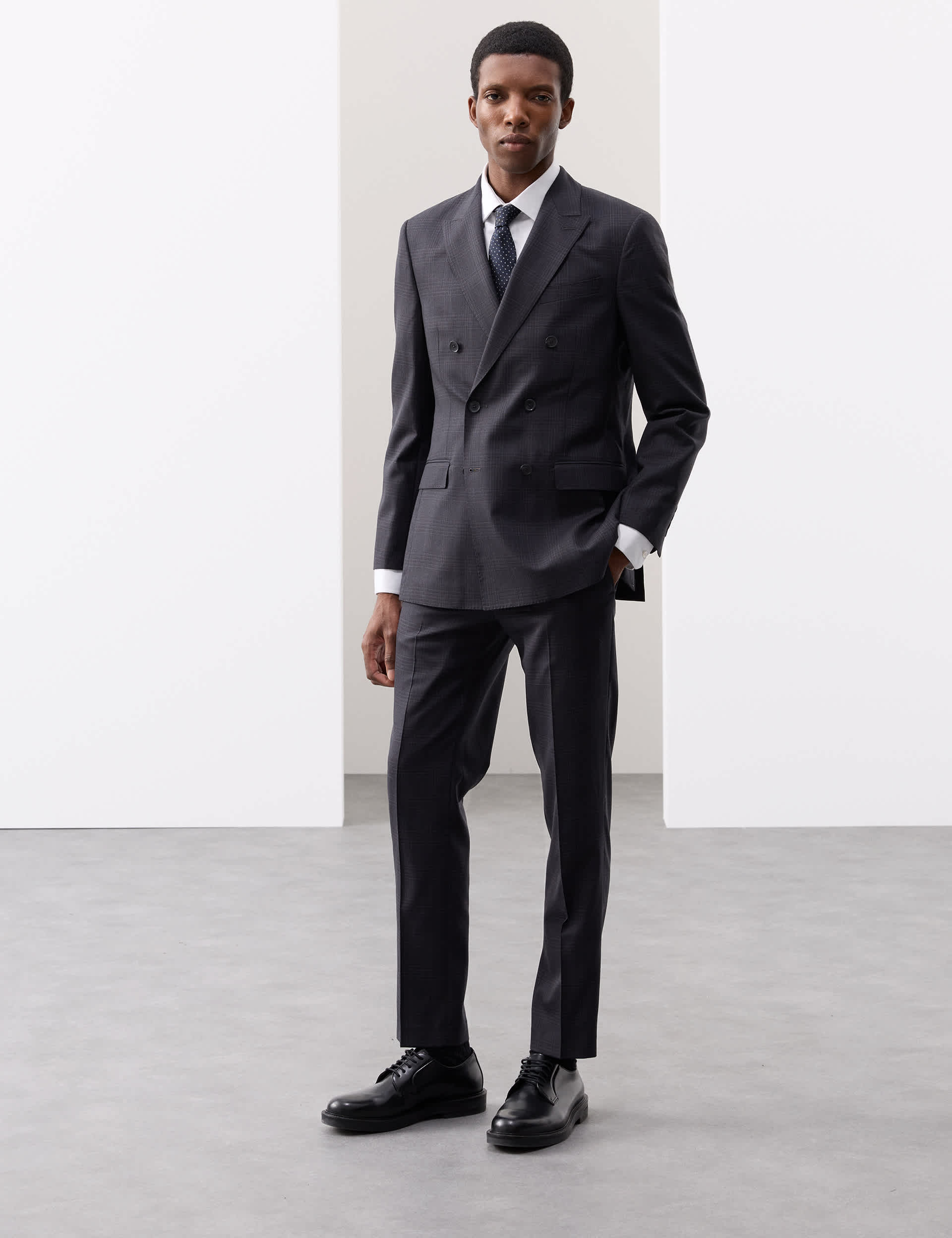 Pure Wool Double Breasted Check Jacket primary image