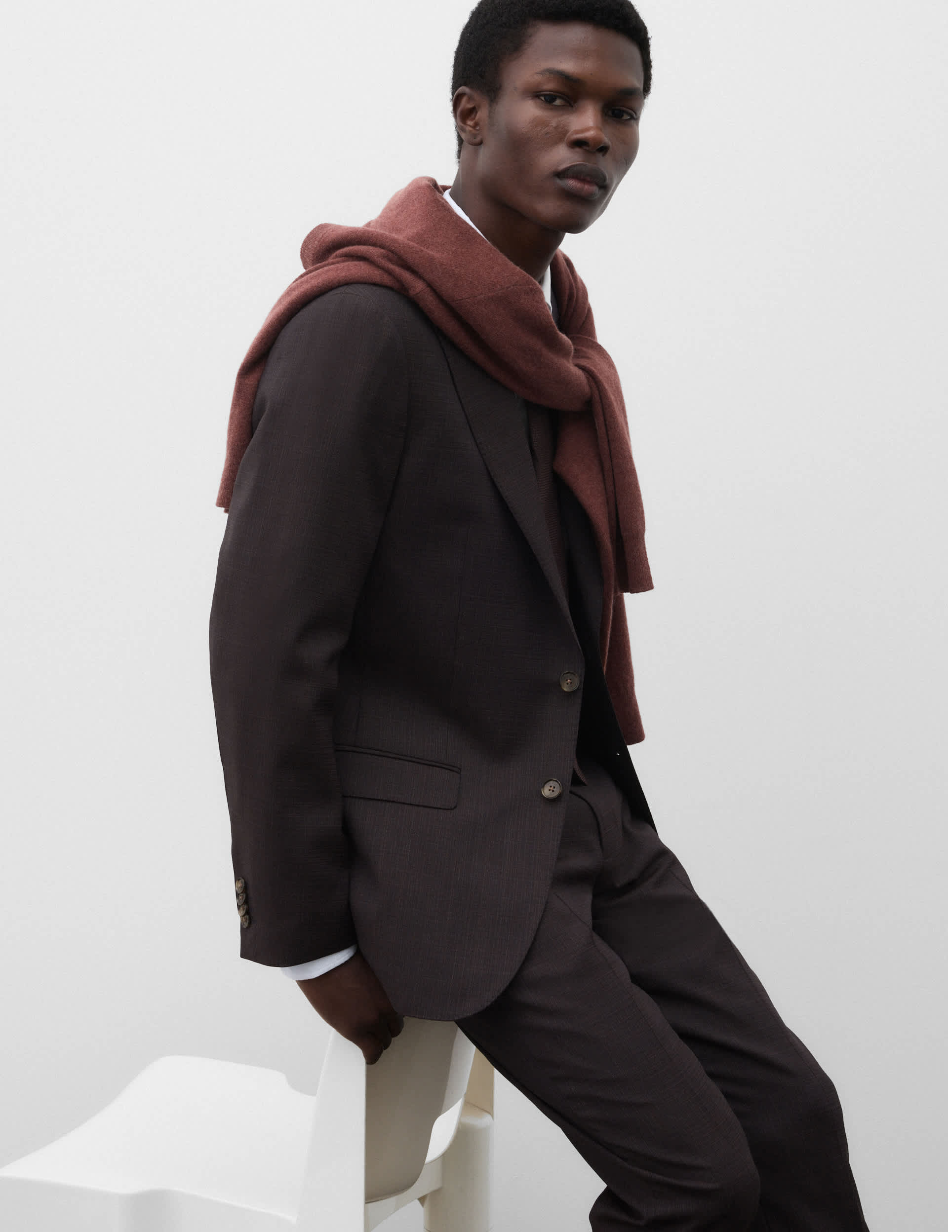 Tailored Fit Wool Blend Suit Jacket thumbnail 4