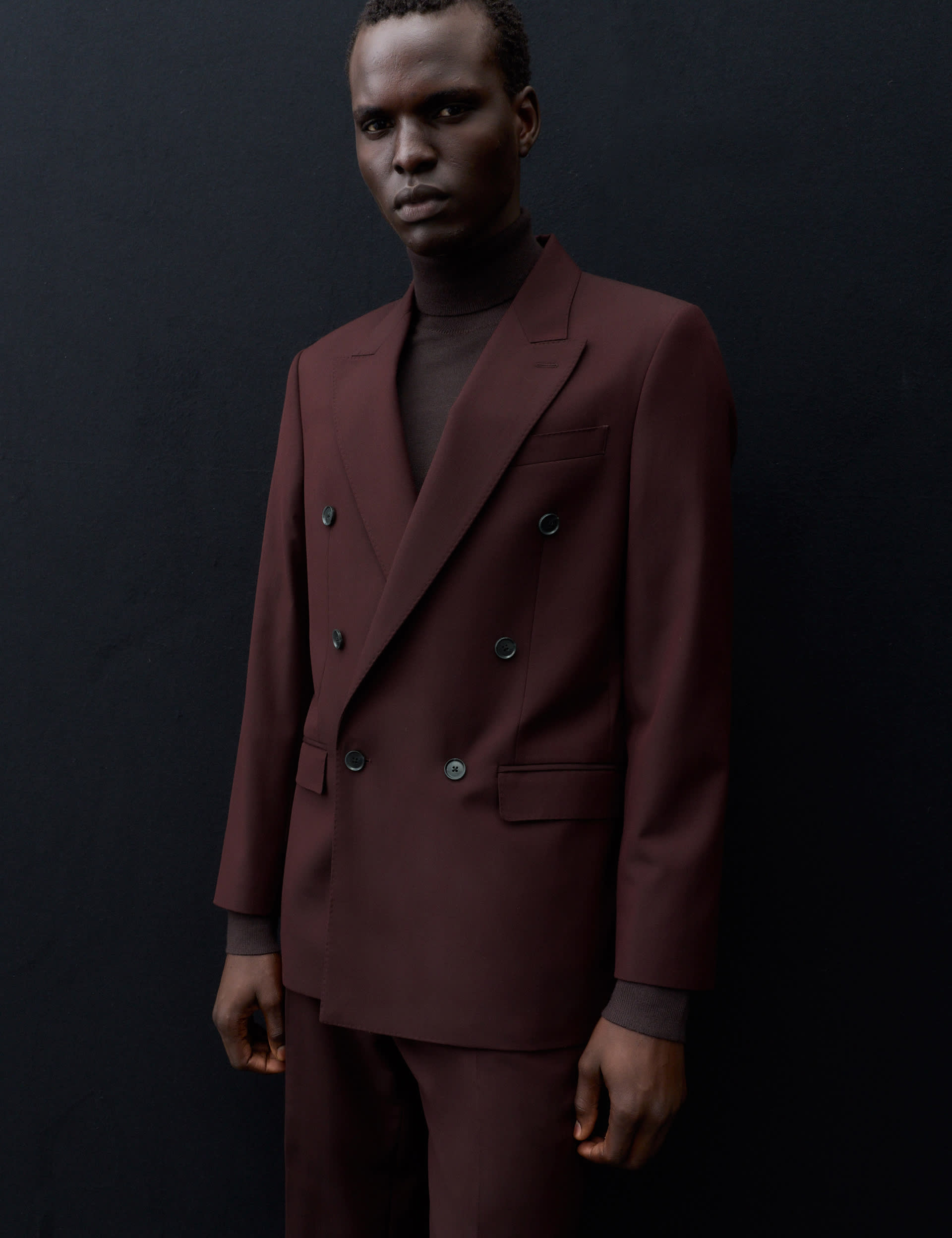 Merino Wool Rich Double Breasted Suit Jacket thumbnail 4