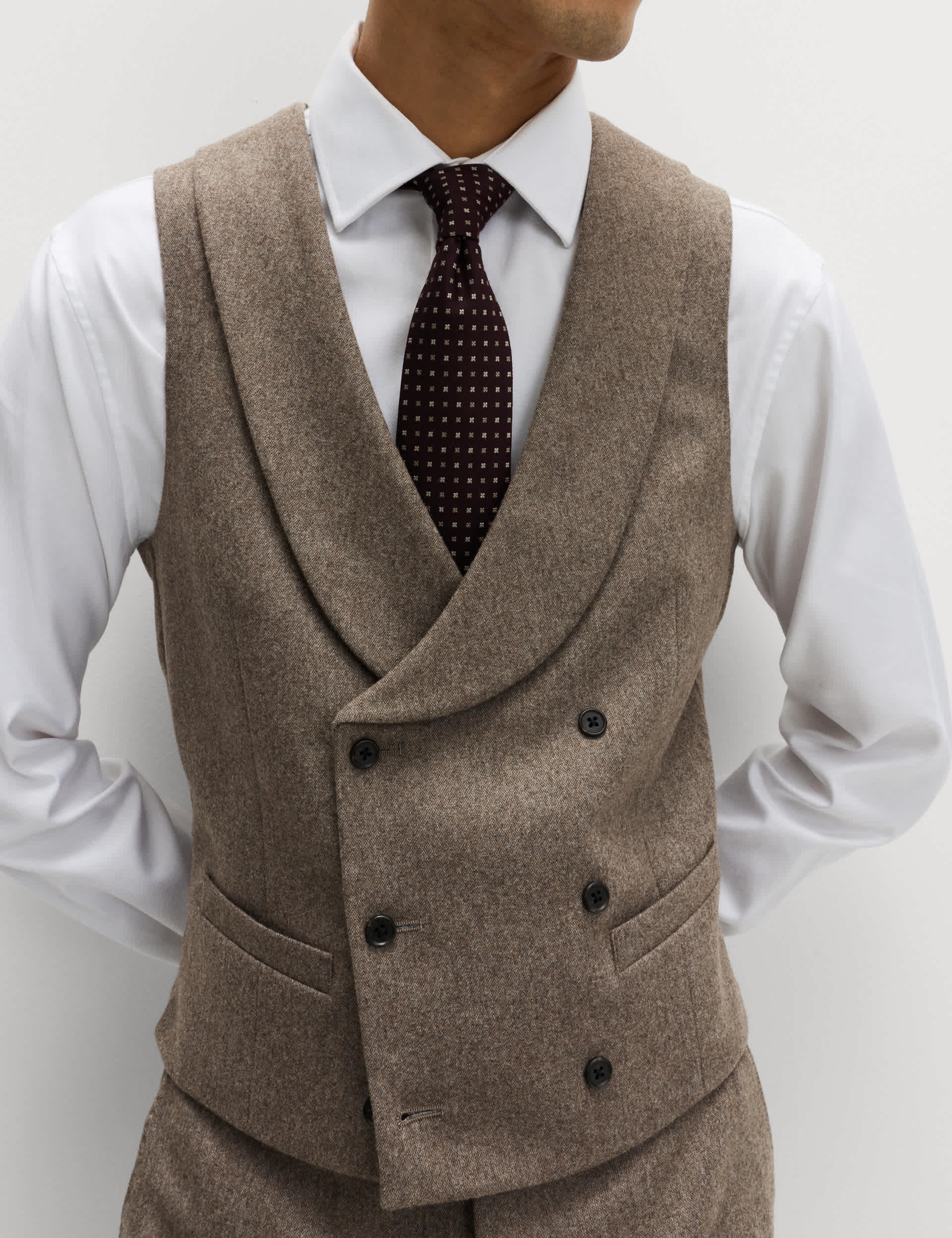 Italian Wool Blend Double Breasted Waistcoat thumbnail 3