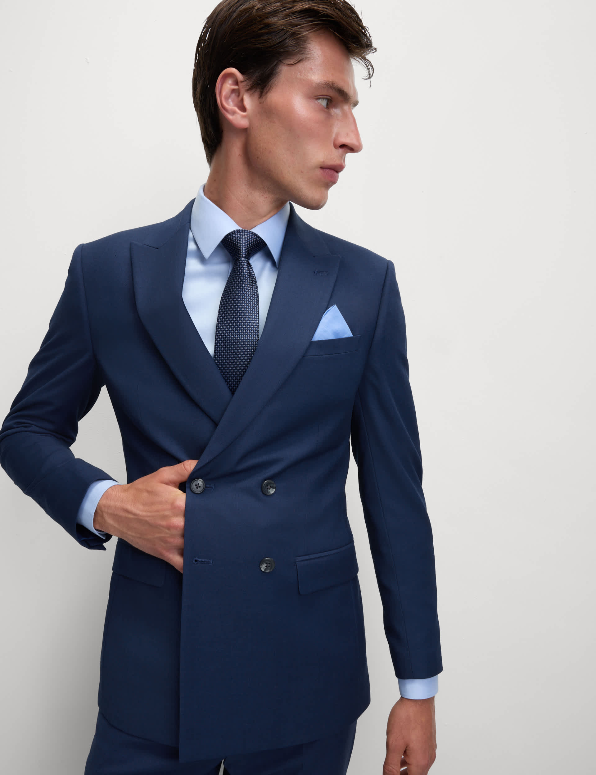 Slim Fit Double Breasted Jacket with Stretch thumbnail 6