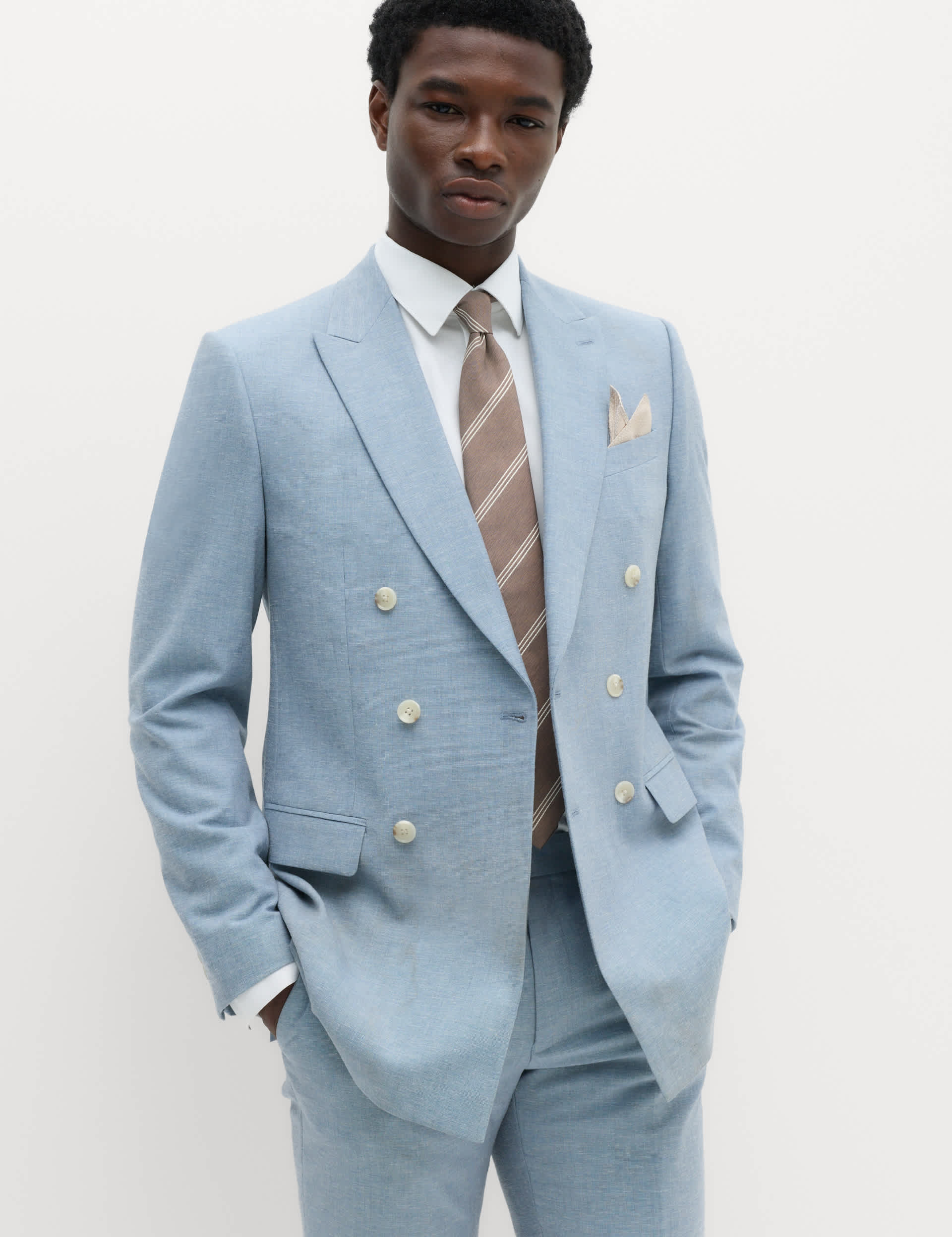 Slim Fit Double Breasted Suit Jacket