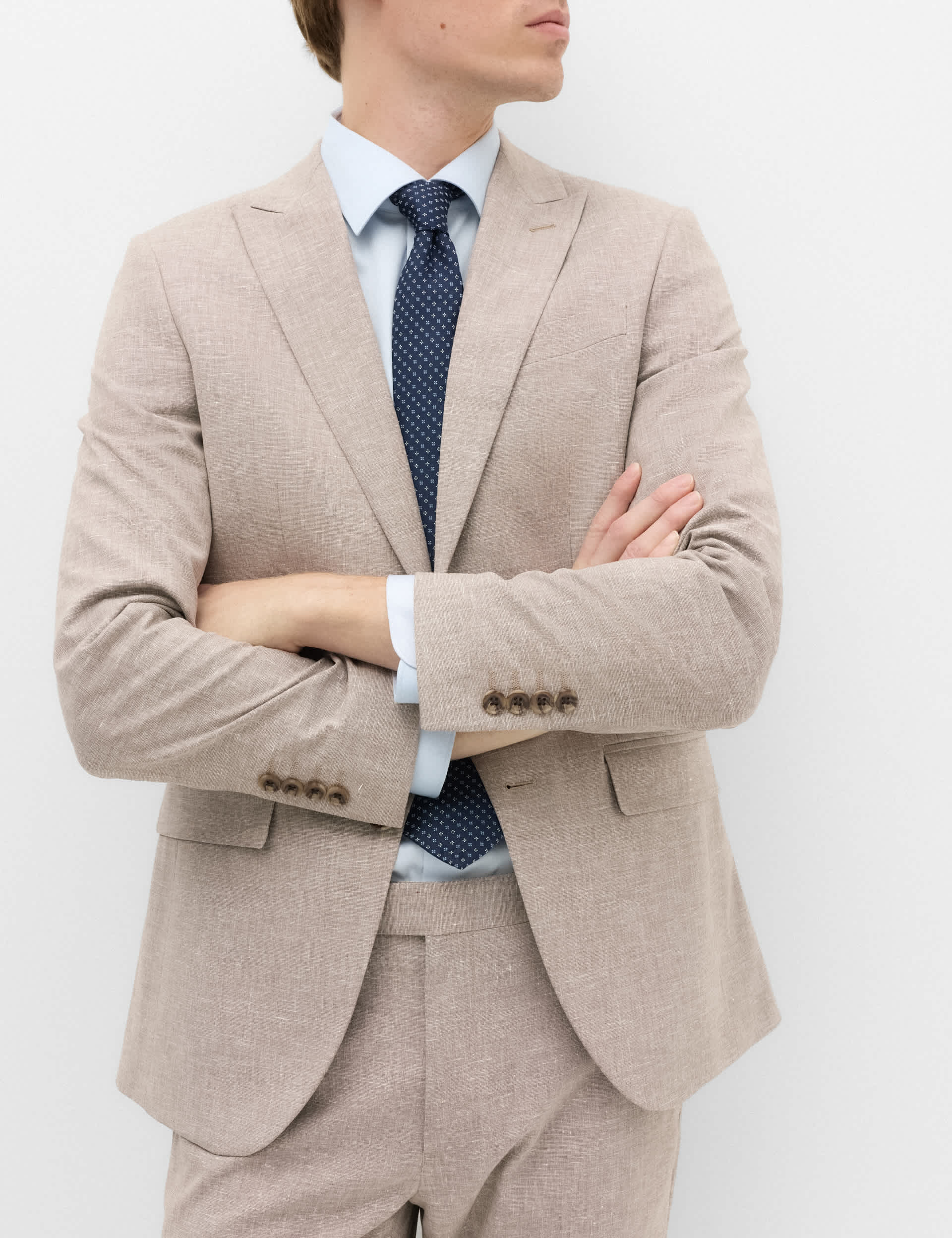 Slim Fit Linen Blend Stretch Suit Jacket thumbnail 3