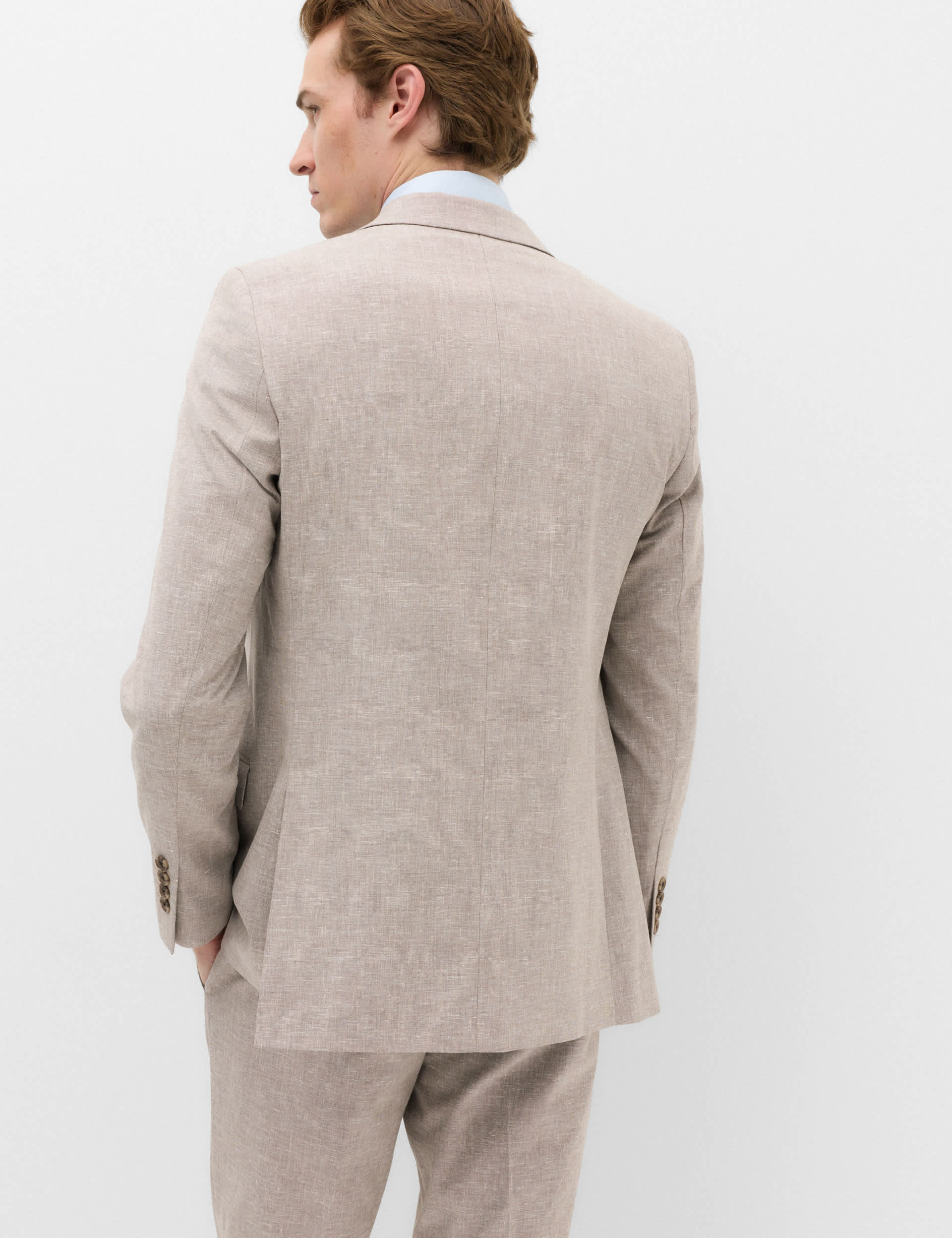 Slim Fit Linen Blend Stretch Suit Jacket thumbnail 4