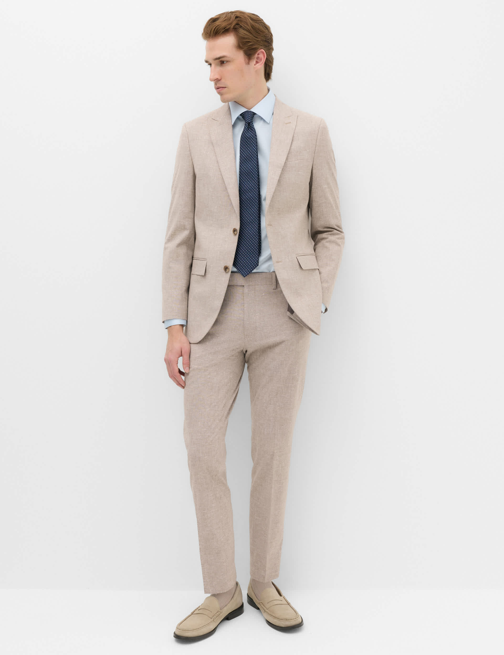 Slim Fit Linen Blend Stretch Suit Jacket thumbnail 5