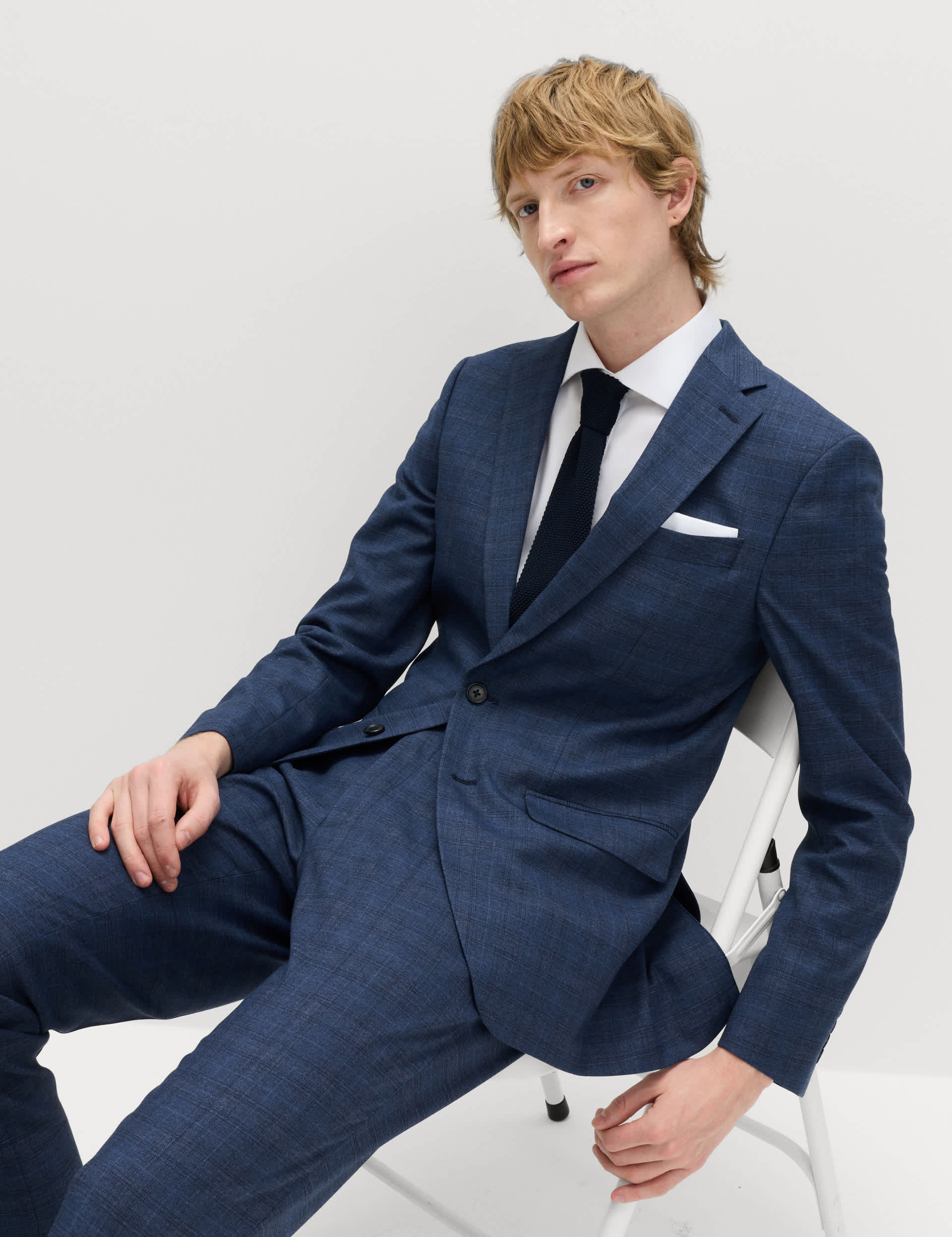 Slim Fit Textured Check Jacket thumbnail 3