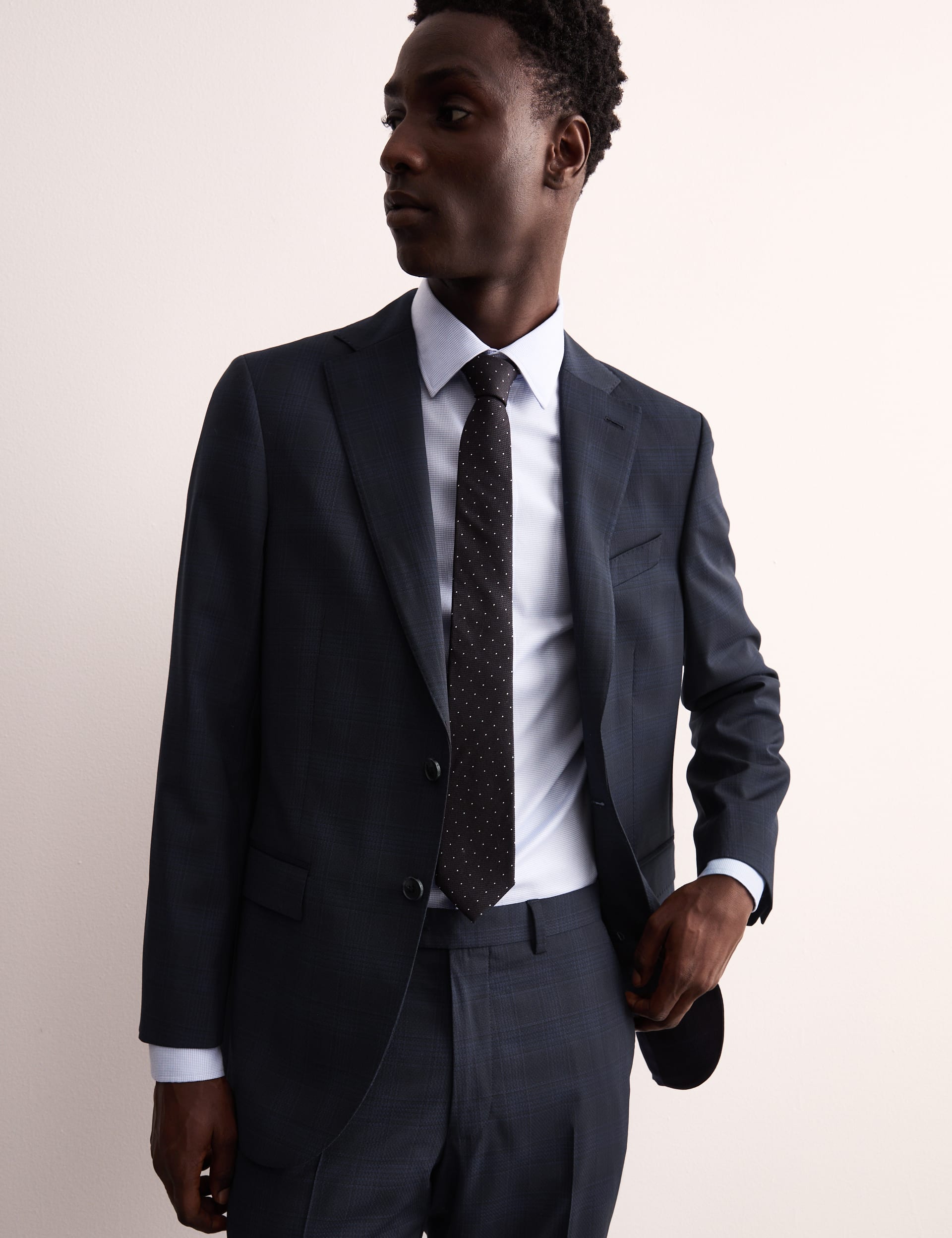 Tailored Fit Italian Wool Check Suit Jacket