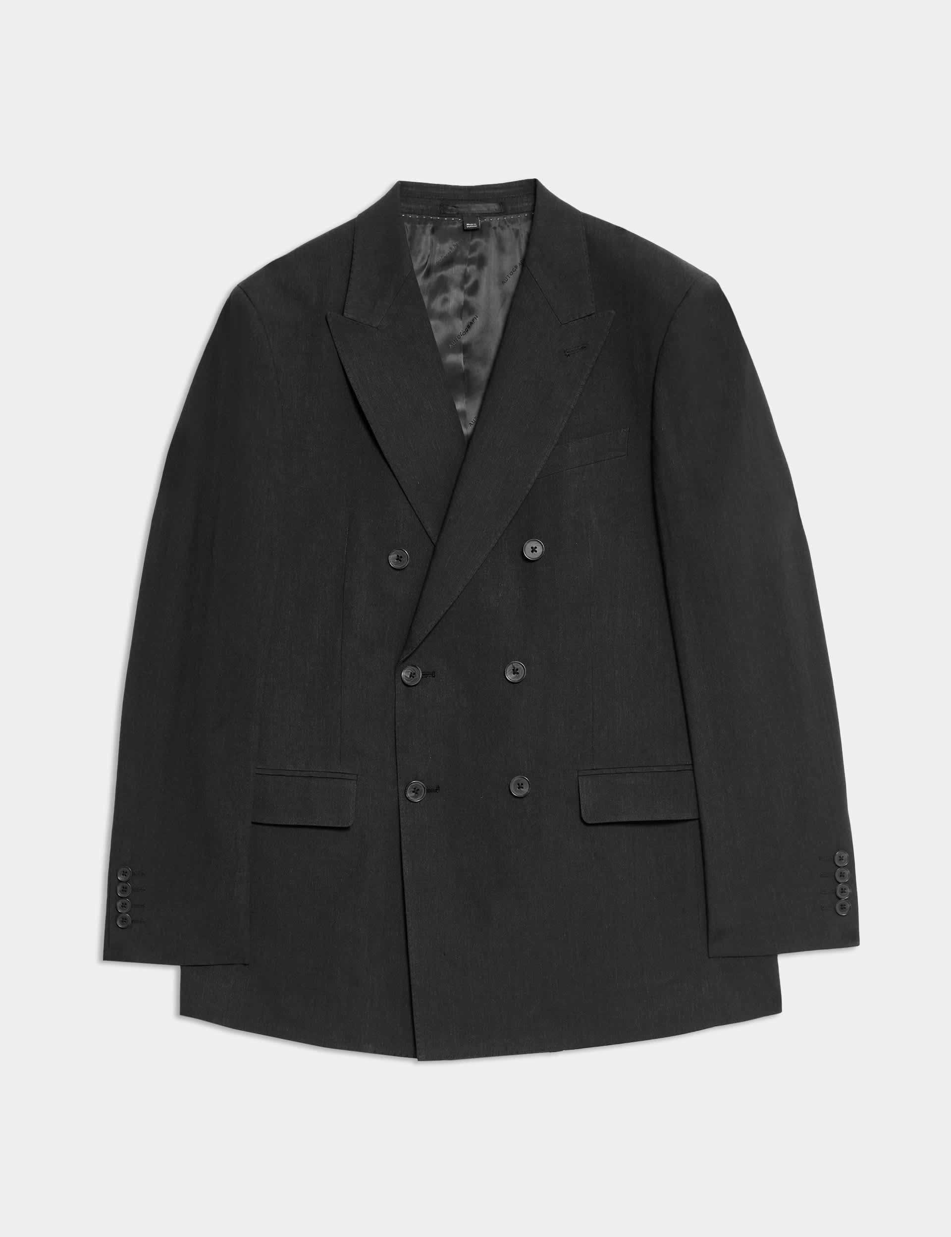 Tailored Fit Italian Performance Linen Blend Double Breasted Suit Jacket thumbnail 10