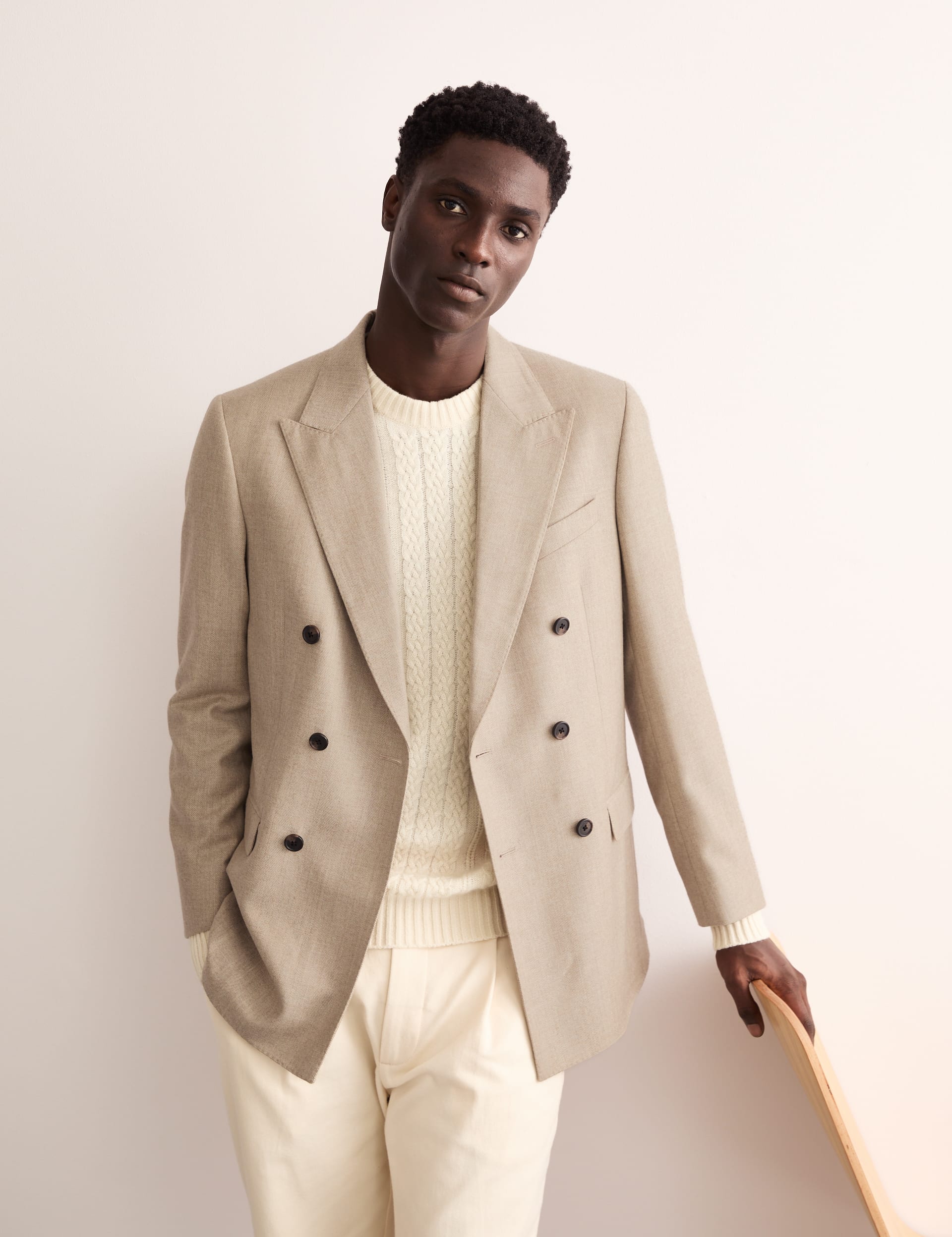 Tailored Fit Pure Wool Herringbone Jacket JAEGER M S