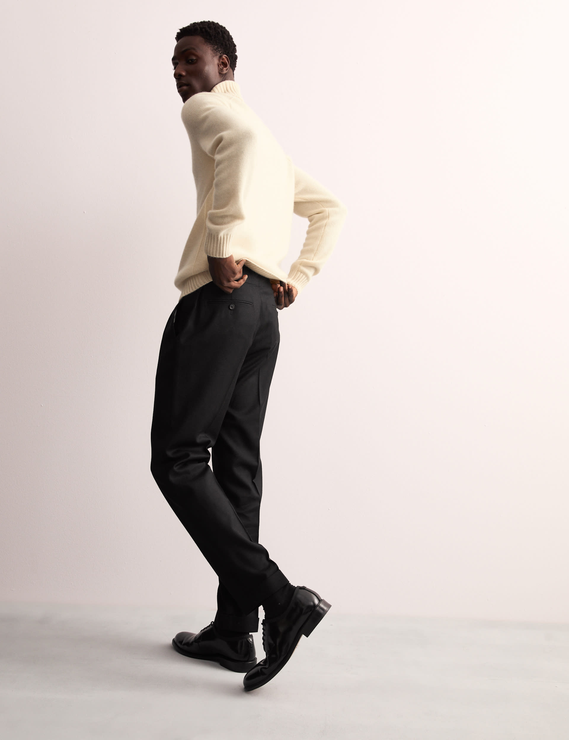 Tailored Wool Rich Trousers with Cashmere