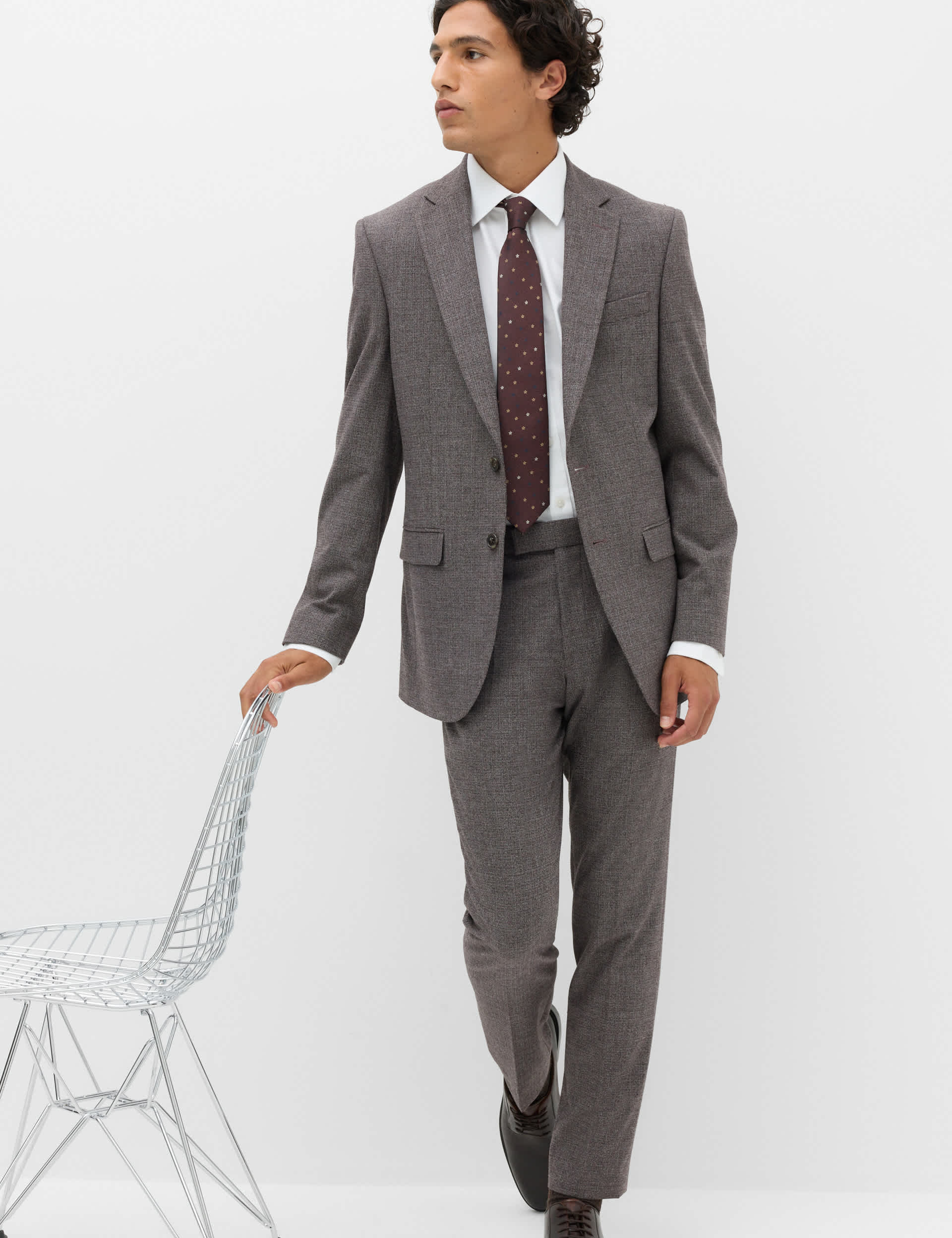 Tailored Fit Micro Check Suit Jacket thumbnail 6