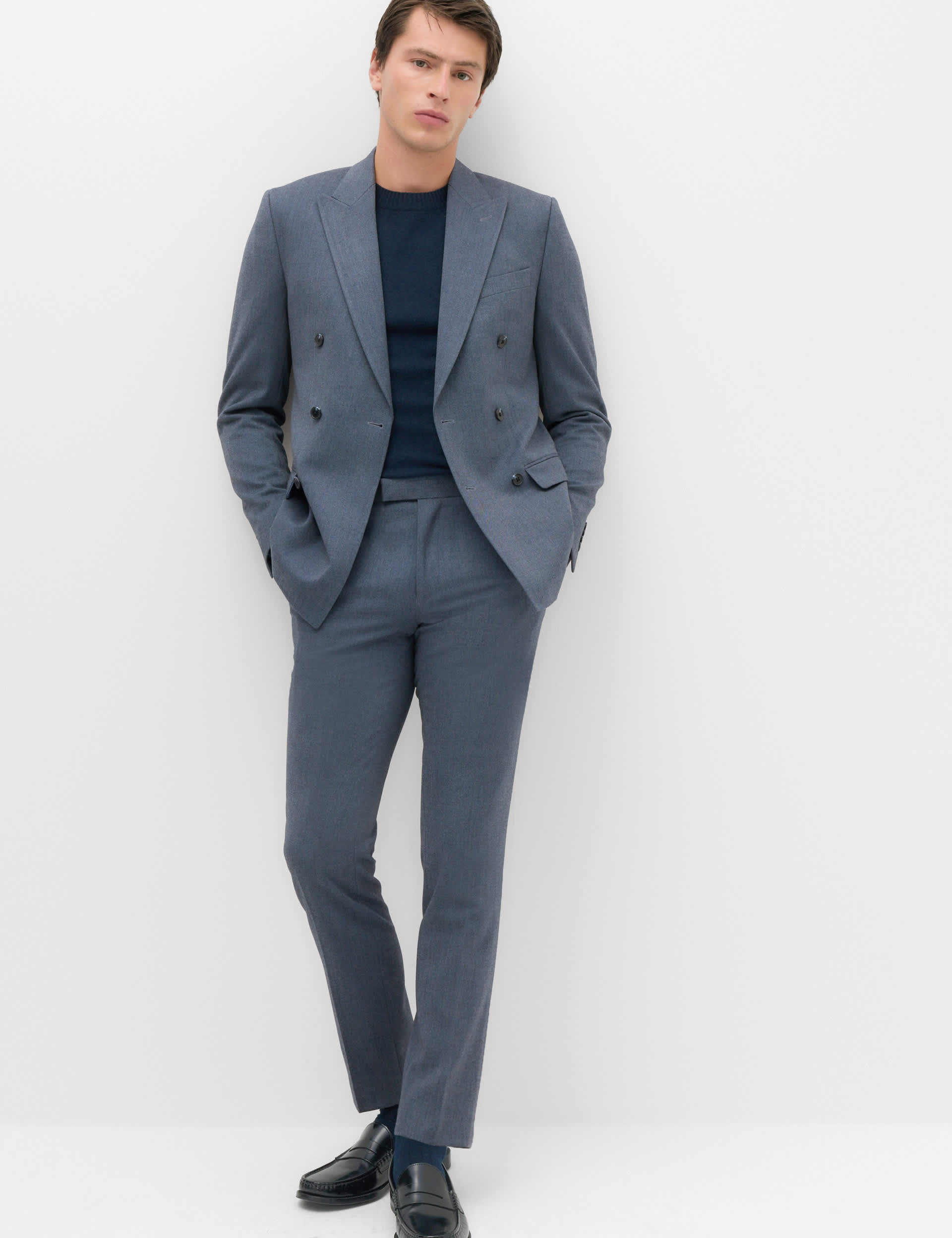 Slim Fit Twill Double Breasted Suit Jacket thumbnail 5
