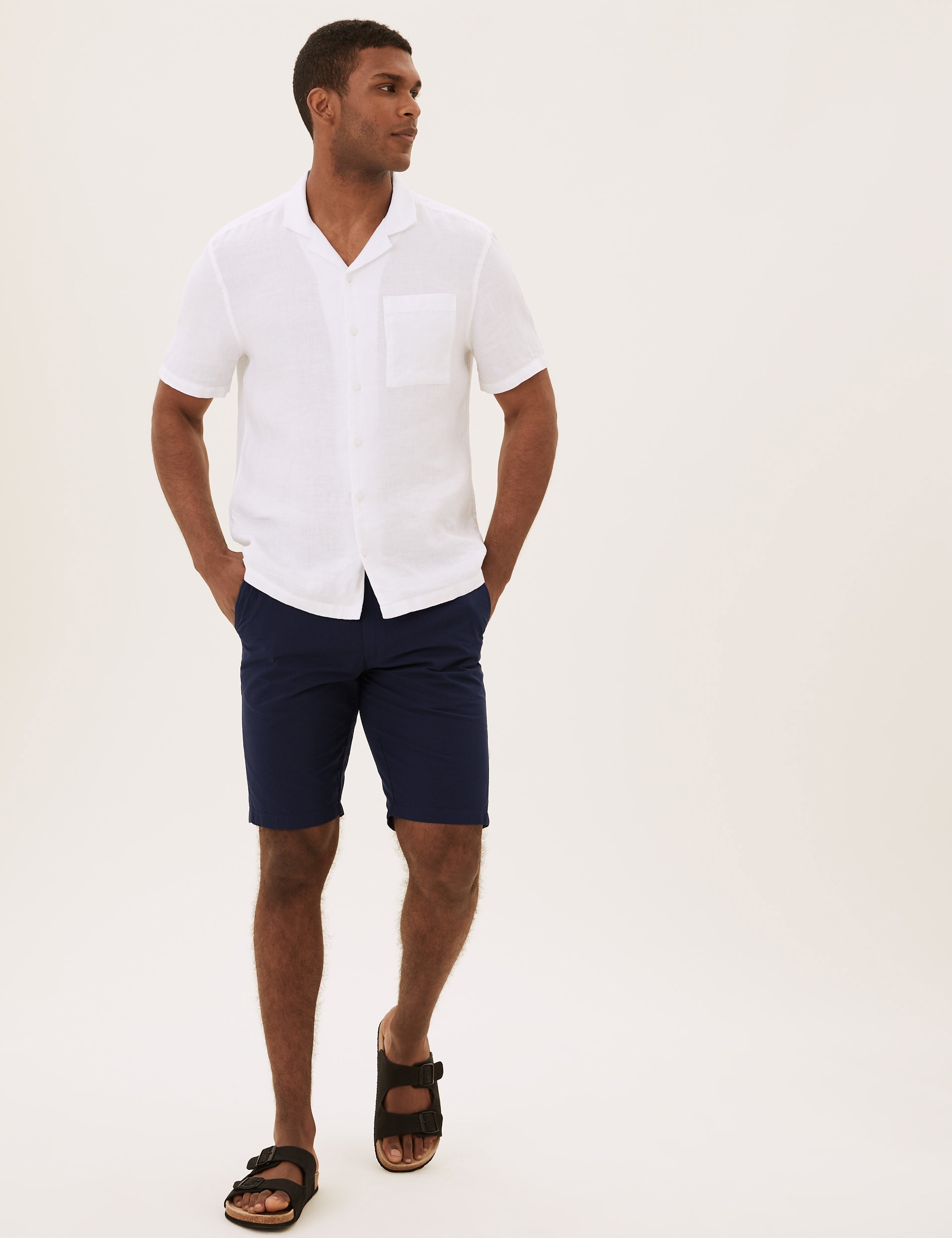 Belted Checked Chino Shorts M S Collection M S