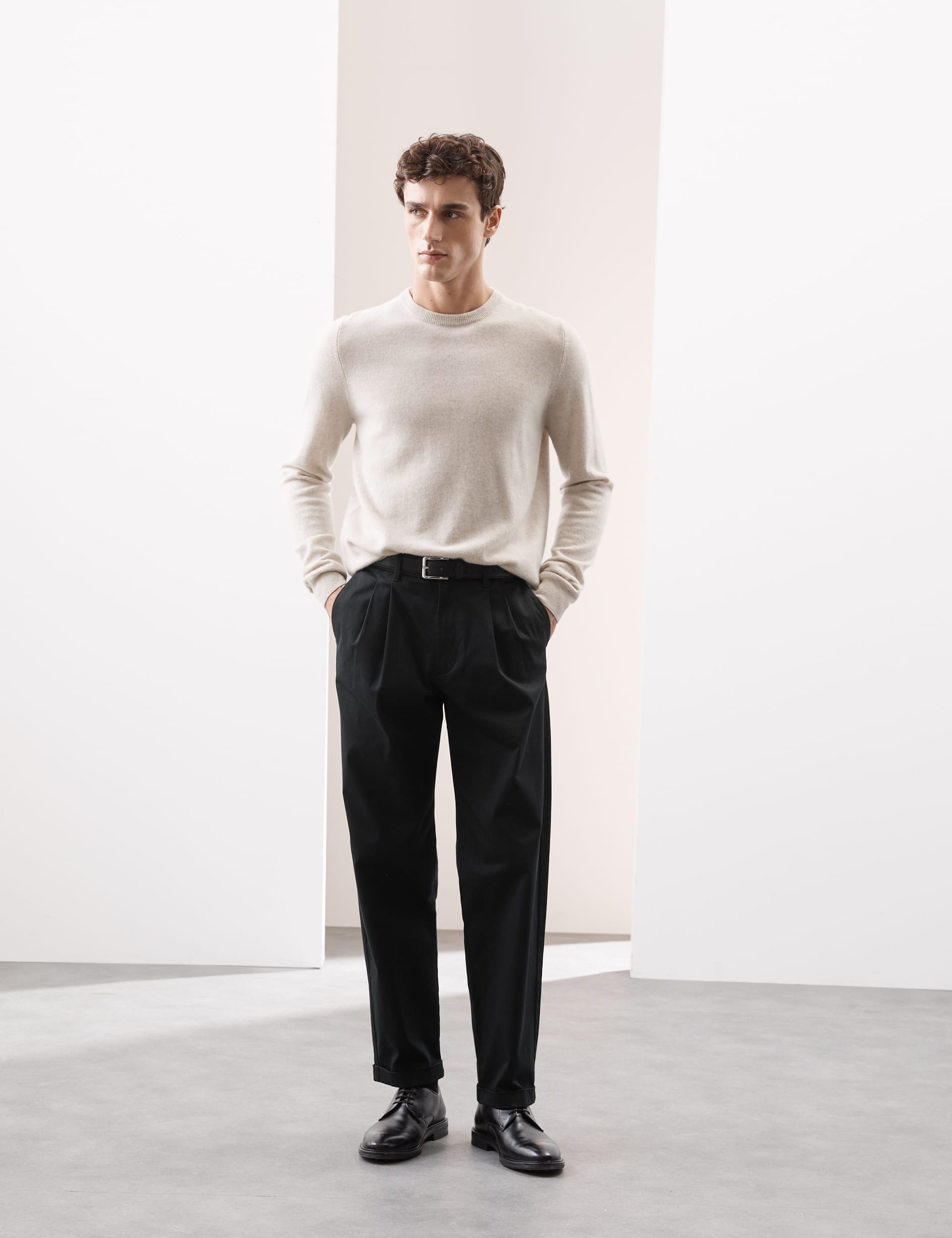 Tapered Fit Twin Pleat Chinos | Autograph | M&S