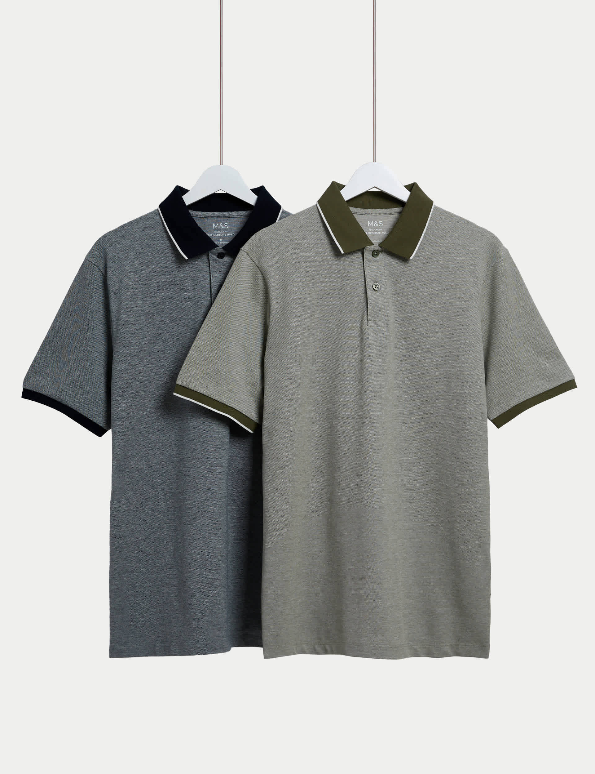 2 Pack Cotton Rich Tipped Polo Shirts