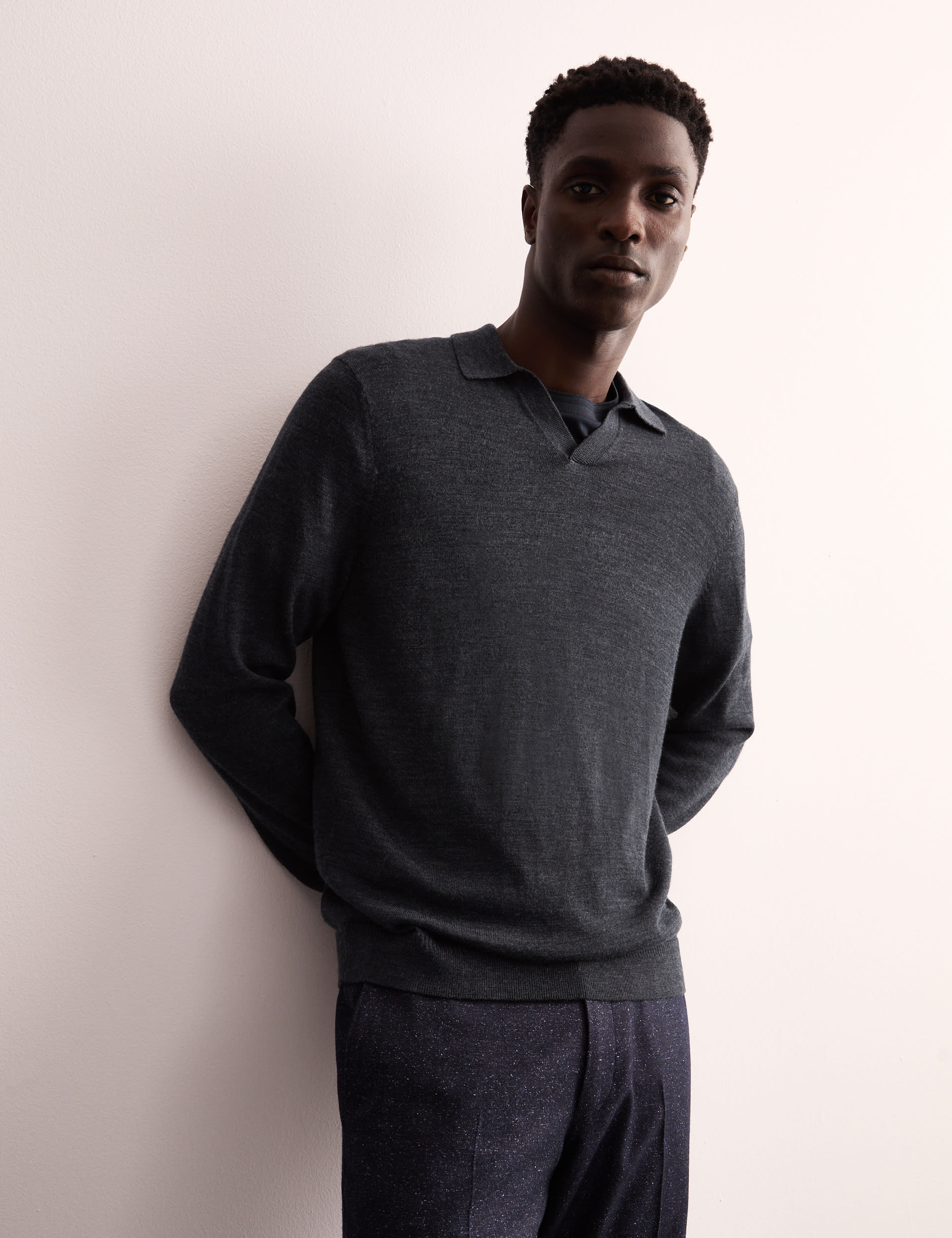 Merino Wool Rich Polo Shirt with Silk