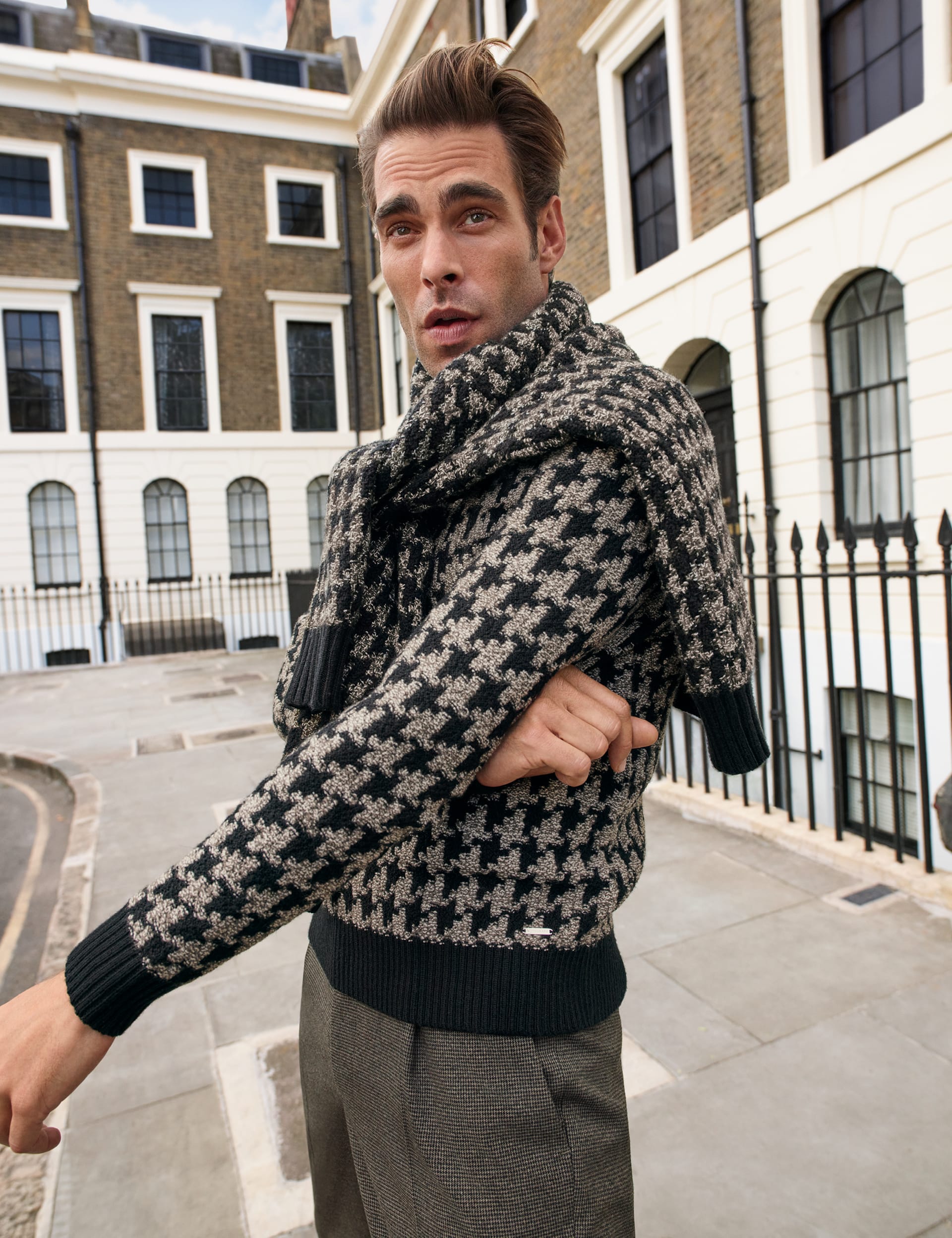 Pure Merino Wool Dogtooth Crew Neck Jumper | Autograph | M&S