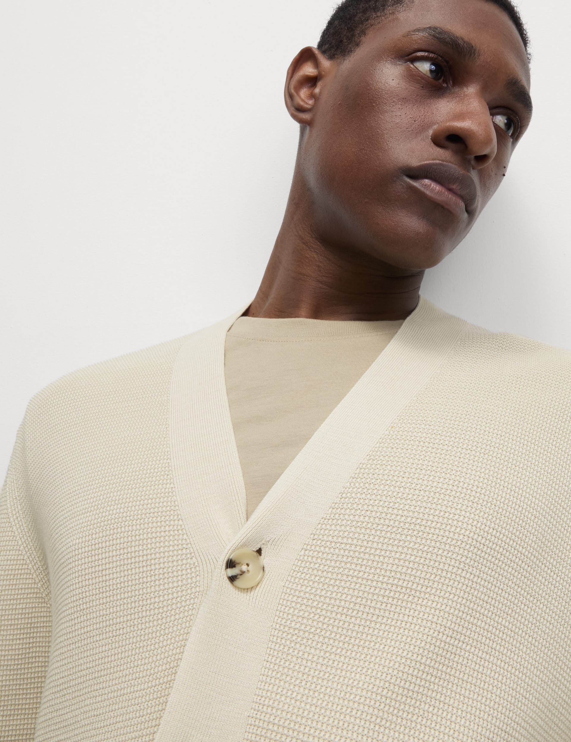 Cotton Modal Blend Textured V-Neck Cardigan | M&S Collection | M&S