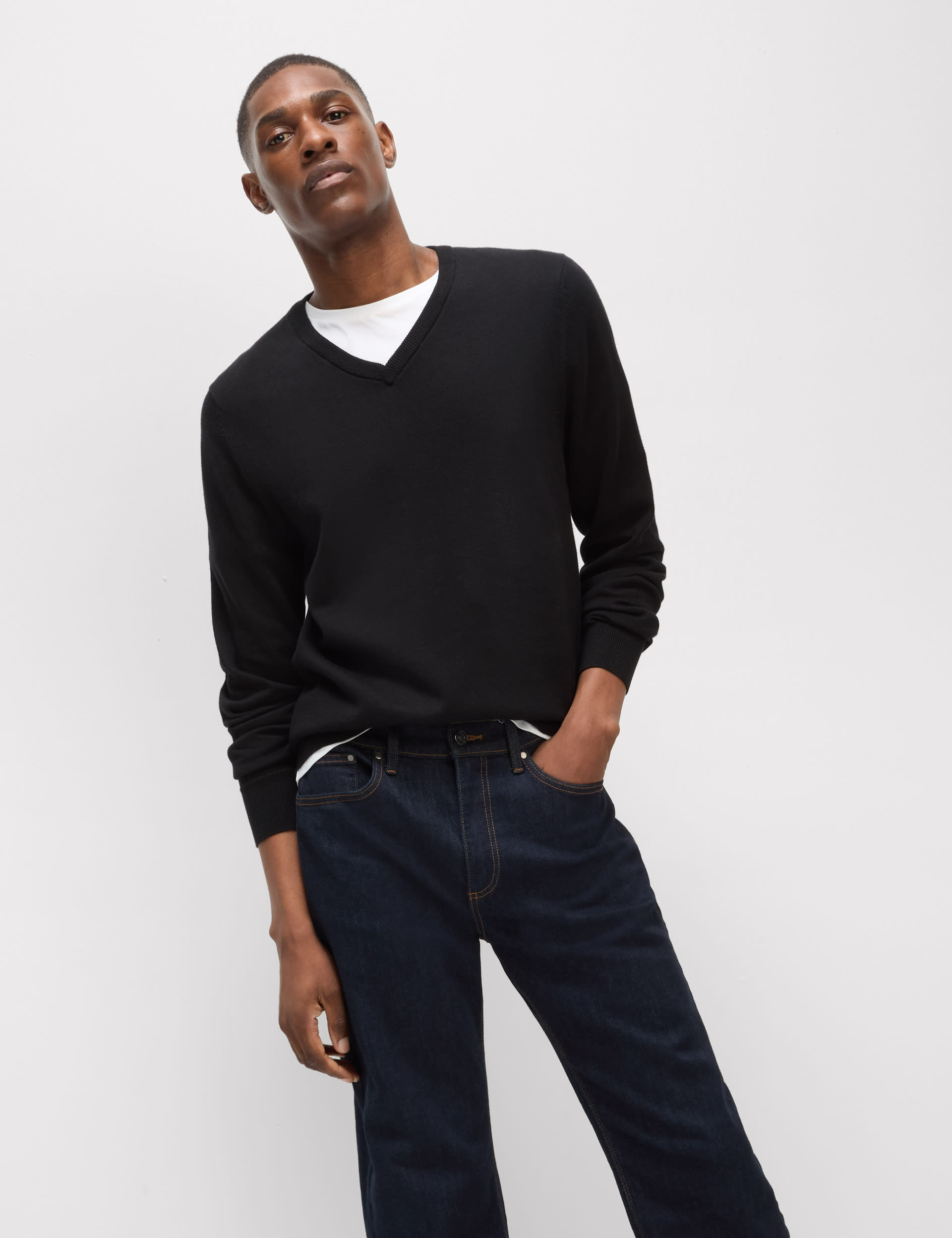 Pure Cotton V-Neck Knitted Jumper | M&S Collection | M&S