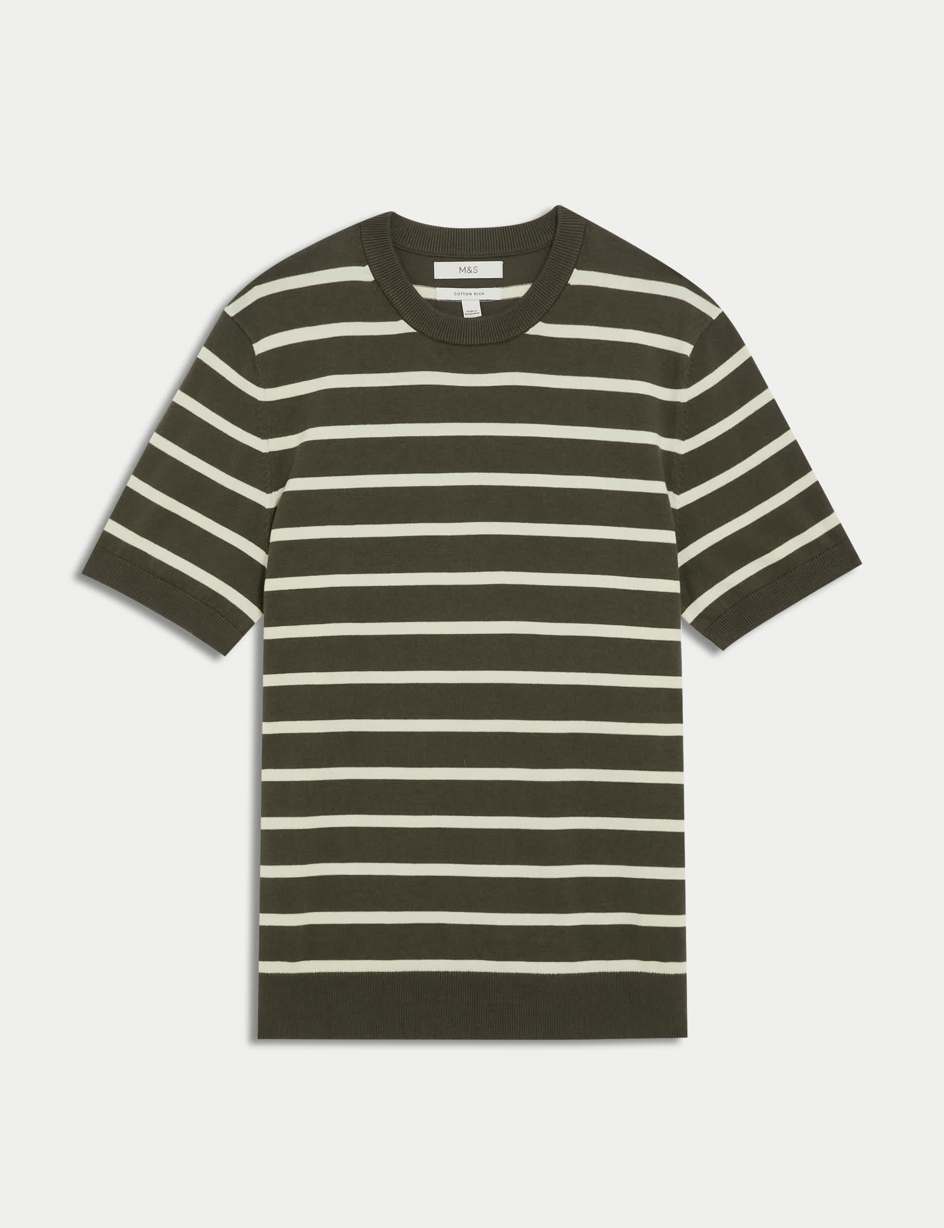 Cotton Rich Striped Knitted T-Shirt