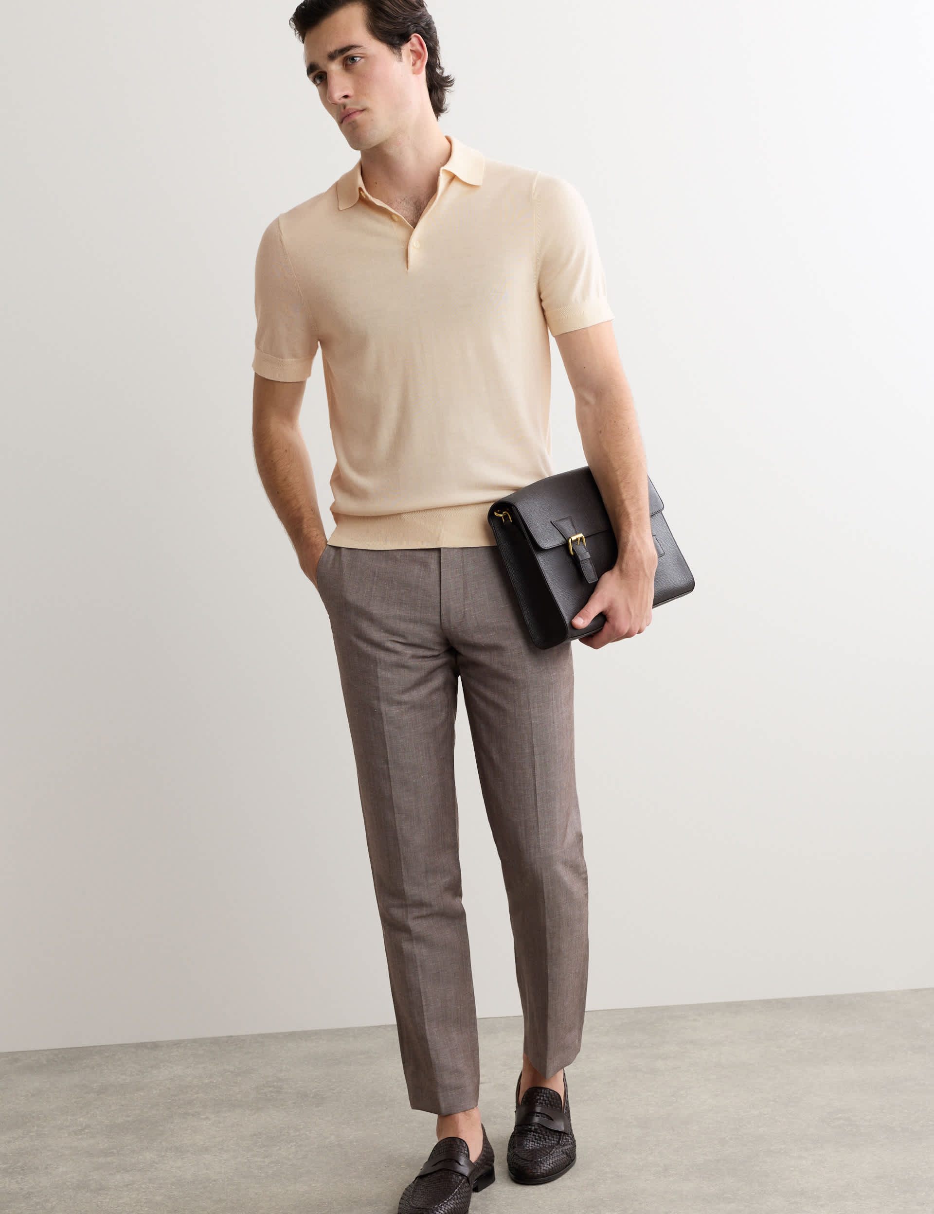 Merino Wool with Silk Knitted Polo Shirt